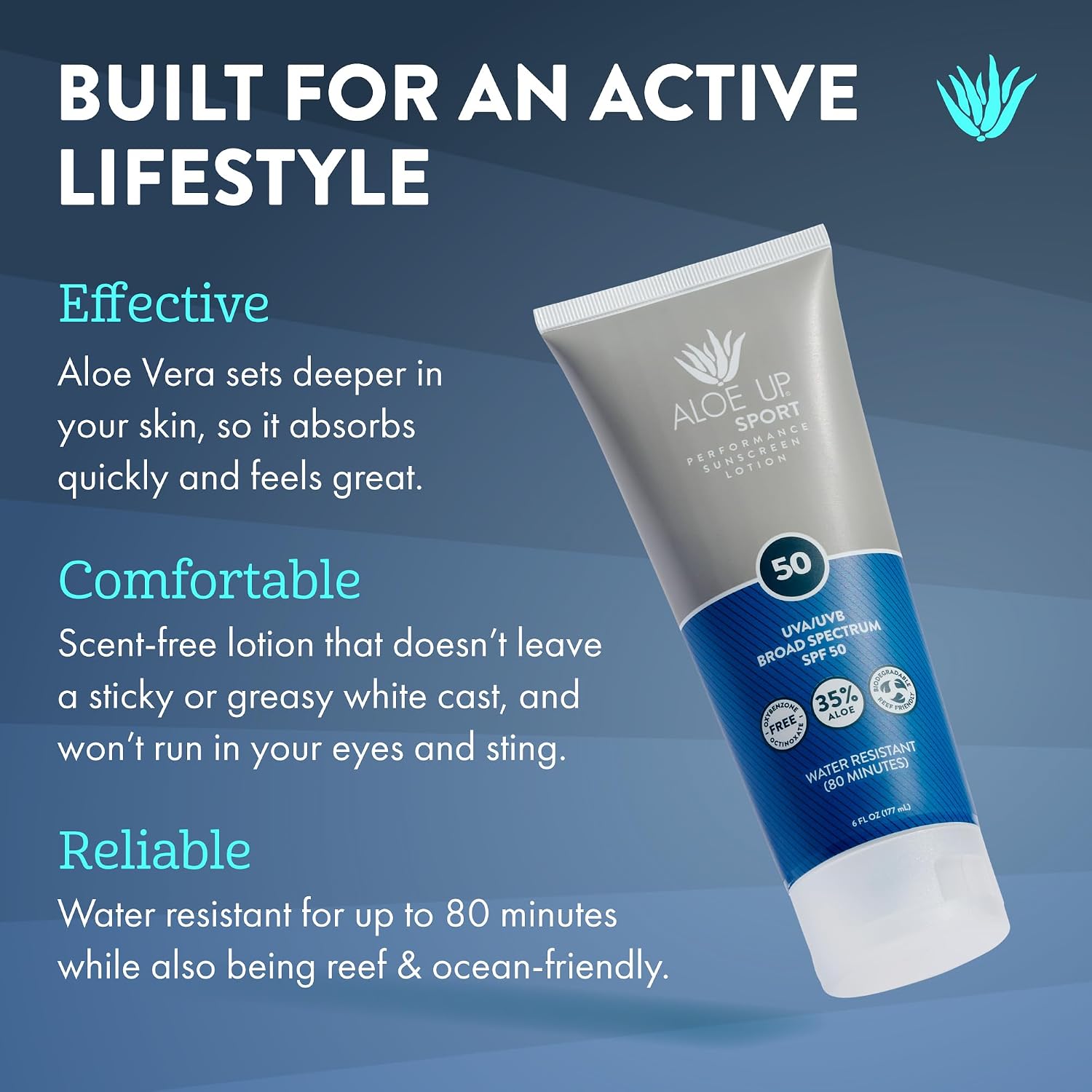 Aloe Up Sport Sunscreen Spray SPF 30, Water Resistant, Non-greasy, 6 oz | Broad-spectrum SPF 30; Water resistant up to 80 min; Non-greasy, With aloe vera gel, fragrance-free