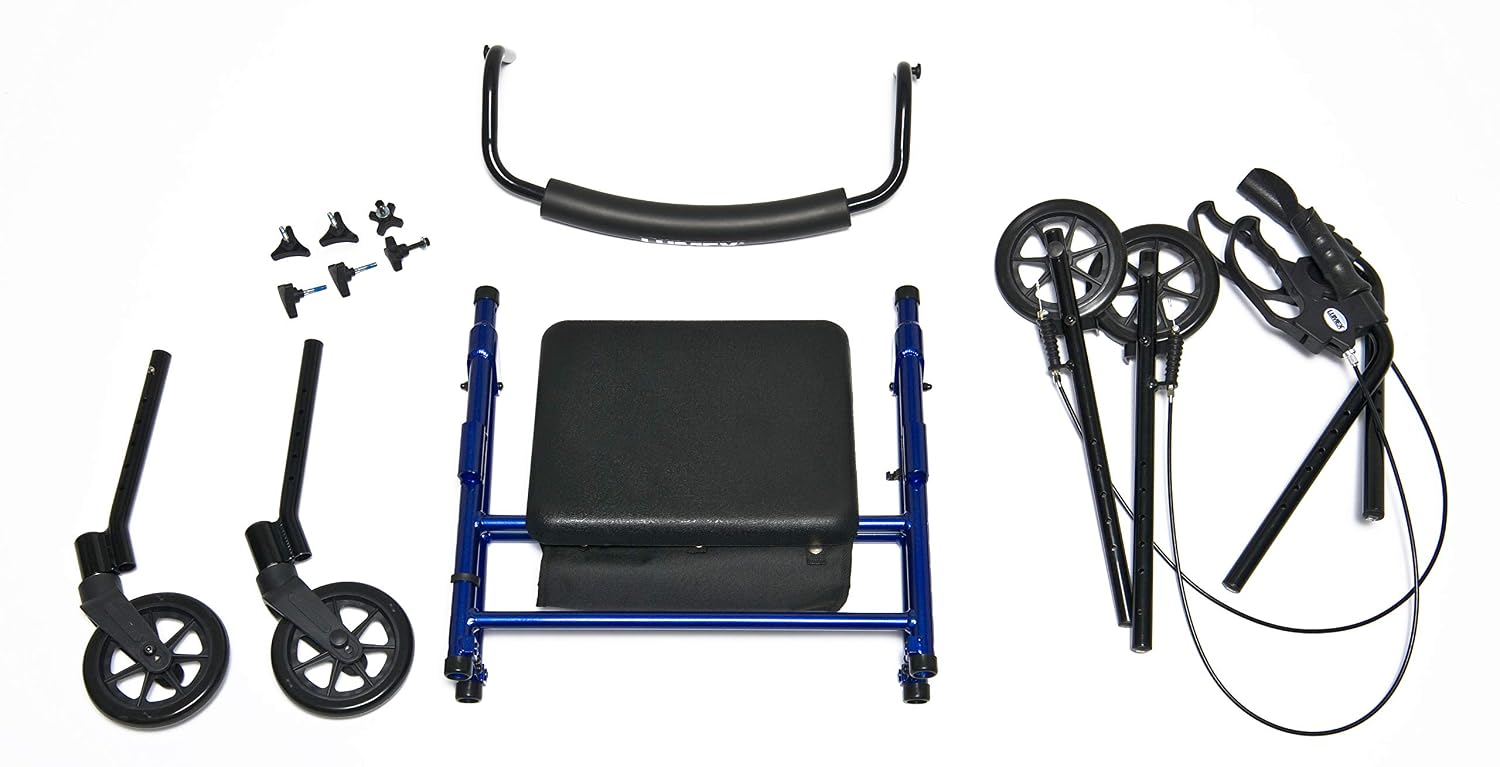 Lumex Set n' Go Rollator, Height-Adjustable, Rolling Walkers for Seniors with Seat, Silver