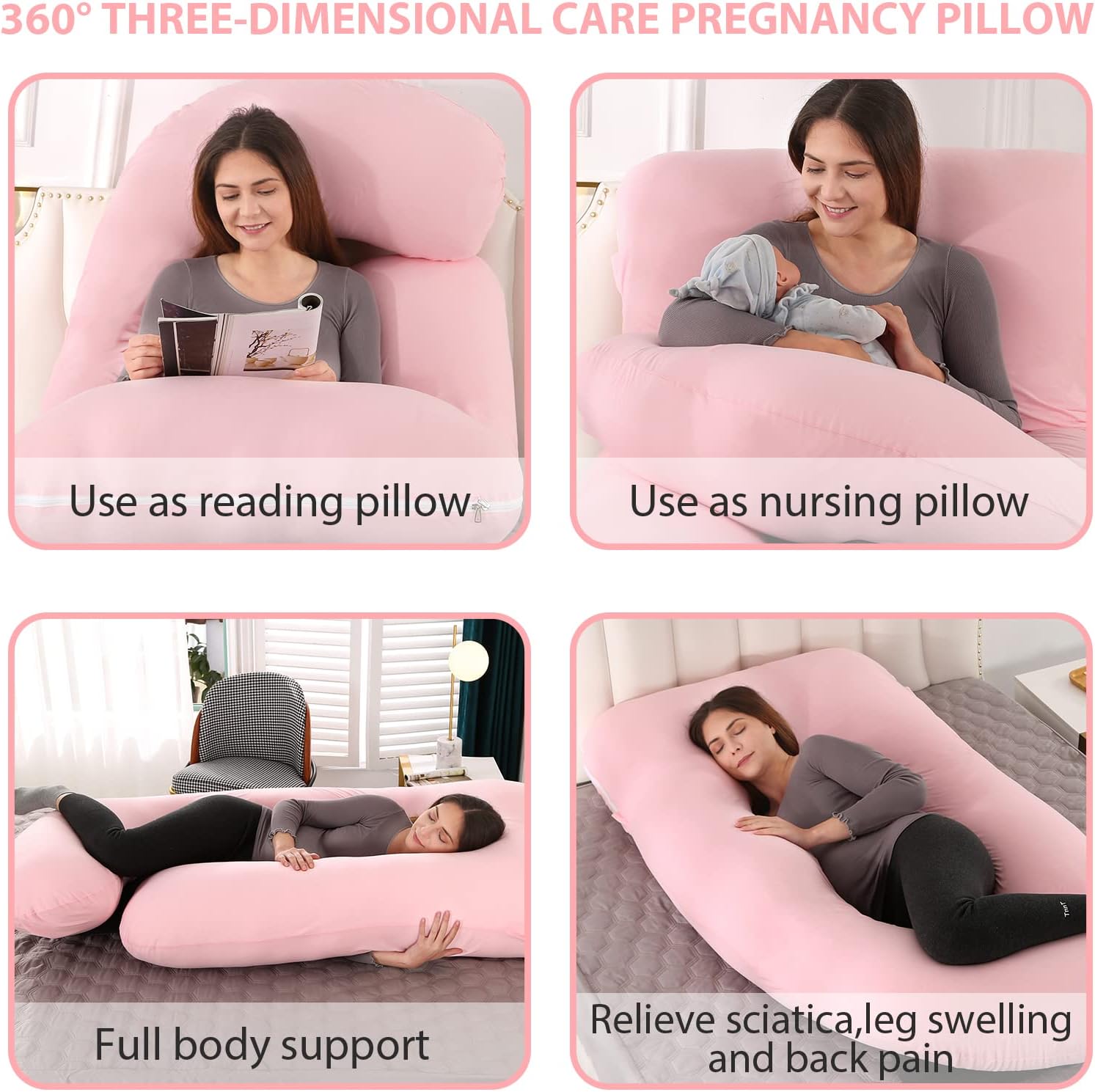 Victostar Pregnancy Pillow,57 inches U Shaped Maternity Pillow with Removable Cover Full Body Pillow Support for Back, HIPS, Legs, Belly (Dark Gray)