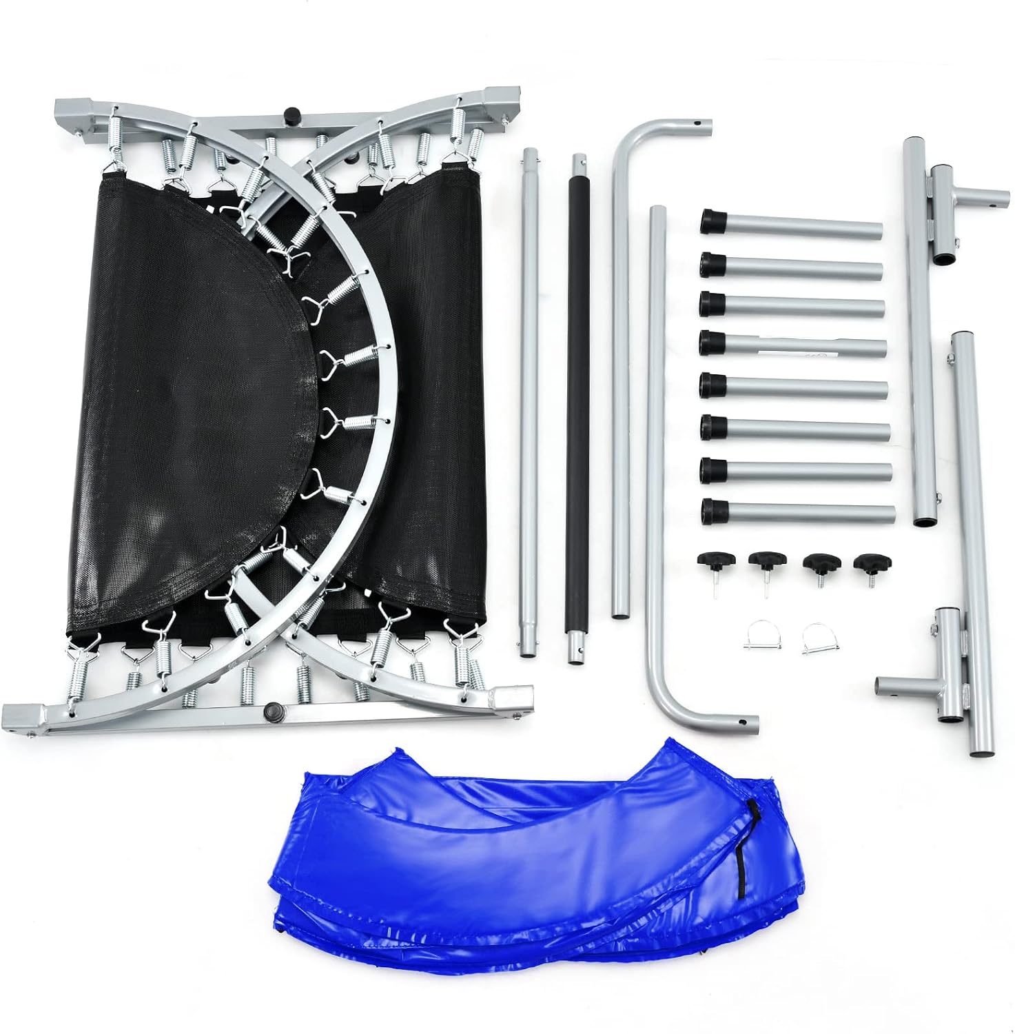 Giantex Mini Trampoline, 2 Persons Foldable Fitness Trampoline w/ 5 Levels Height Adjustable Handle, Max Load 330LBS