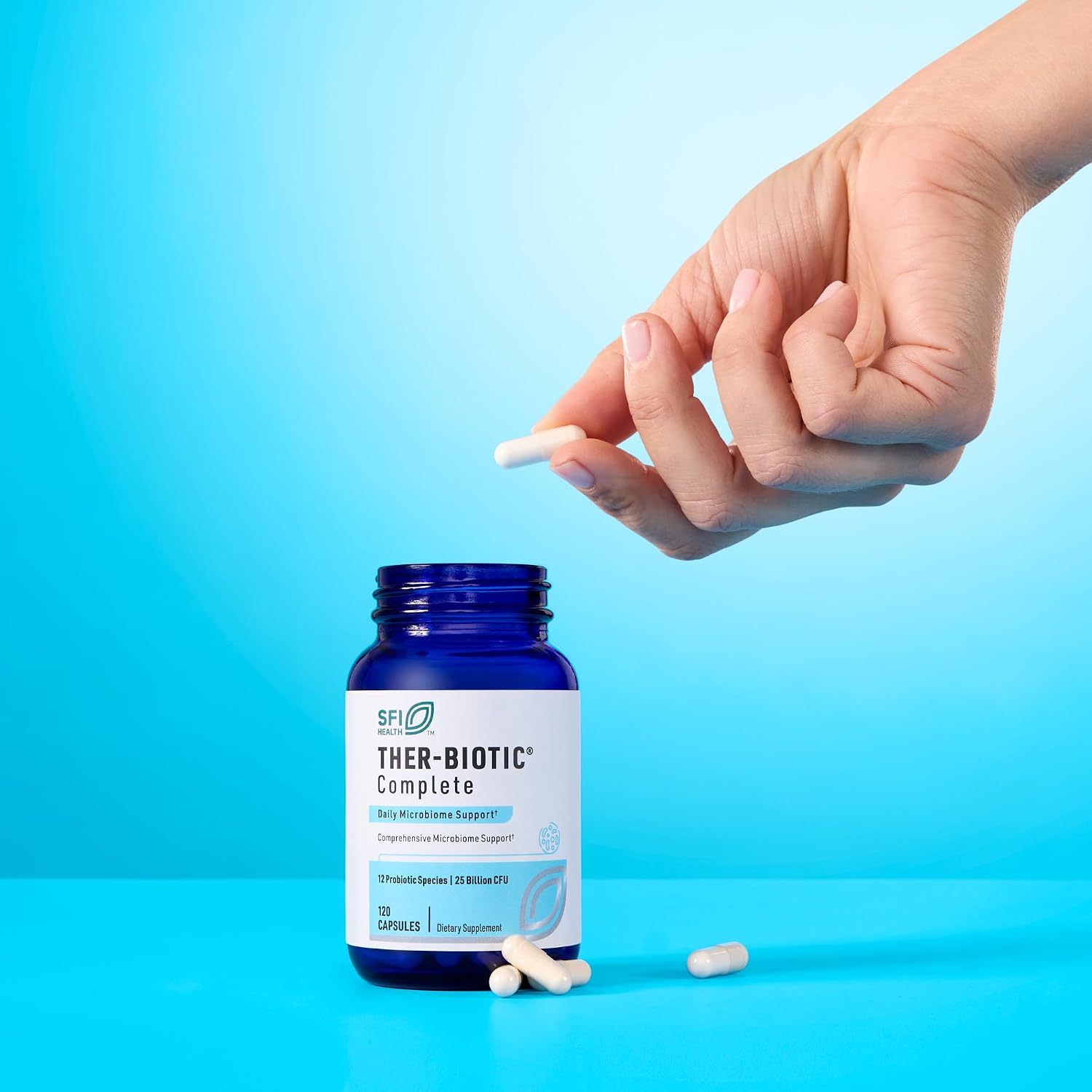 Klaire Labs SFI Health Ther-Biotic Complete, 60 Count | 12 Strain Probiotic Capsules for Digestive and Immune Support, 25 Billion CFU Gut Health Supplement, Hypoallergenic Formula