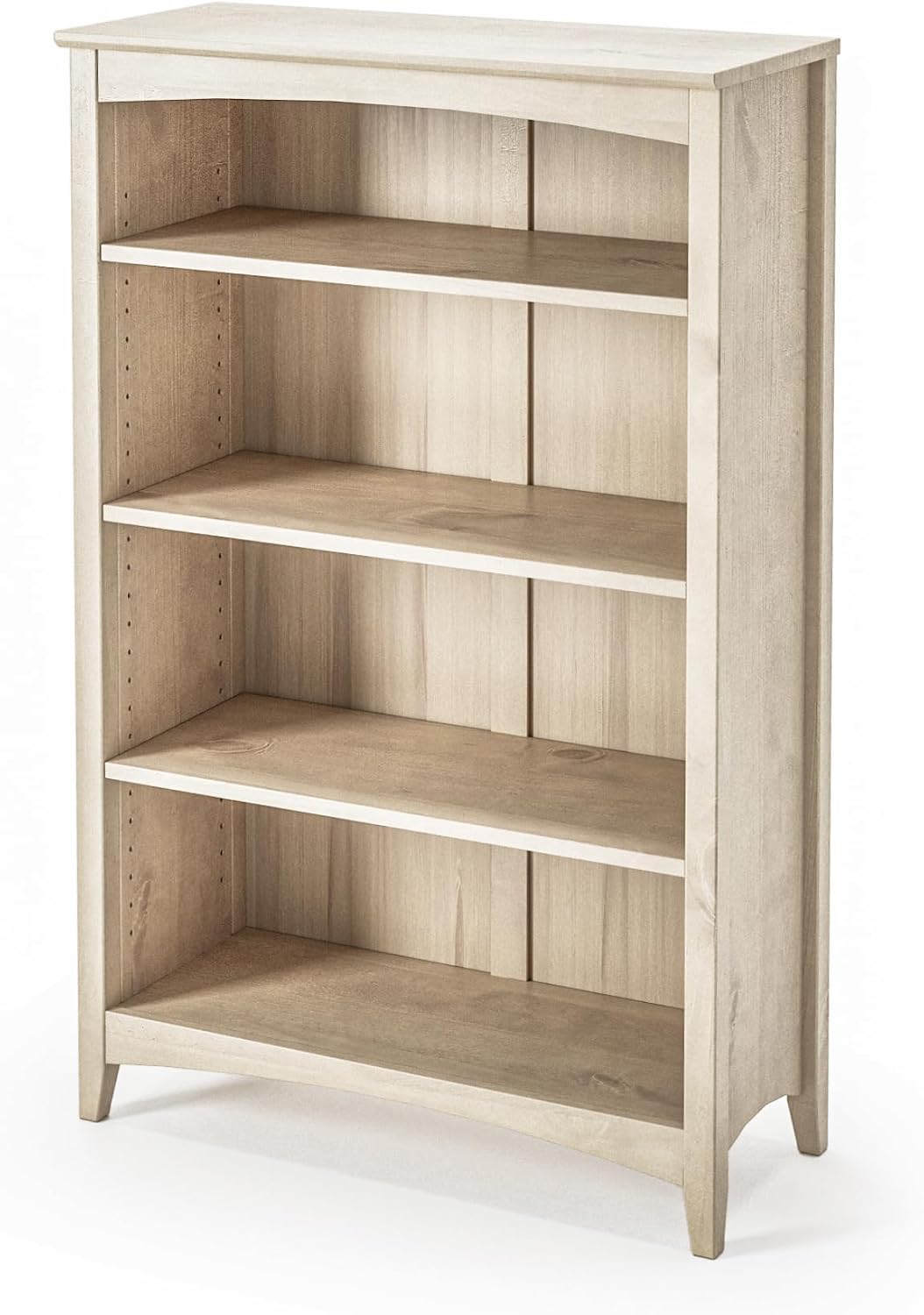 Shaker Style 3 Shelf Bookcase / Solid Wood / 36" High / Adjustable Shelving / Closed Back / Display Bookshelf for Living Room, Bedroom, Home and Office, White