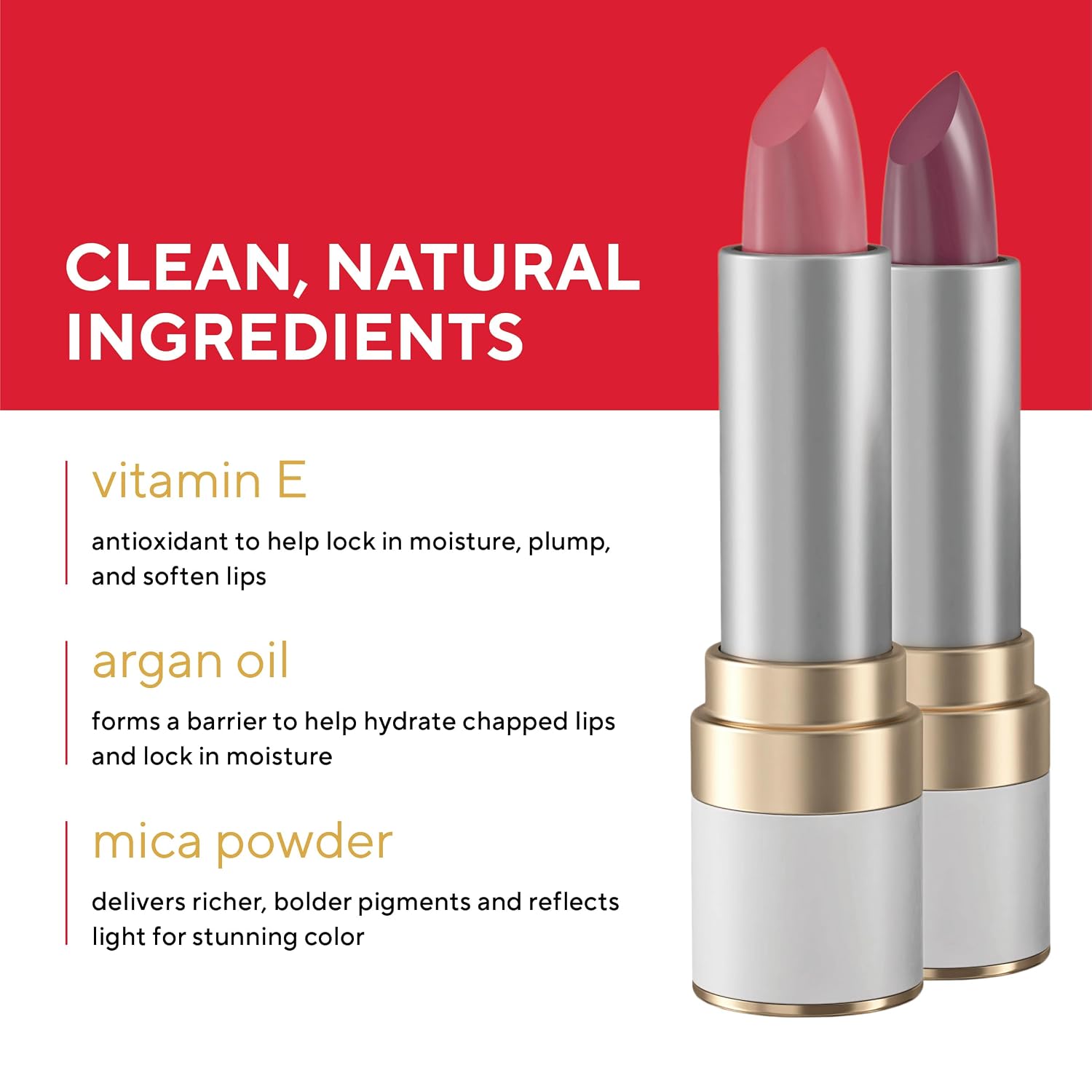 Mirabella - Sealed with a Kiss Smudge Proof Lipstick, Long-Lasting No-Bleed Lip Makeup, Hydrating Lip Color with Vegan Lanolin & Vitamin E, Perfect Red