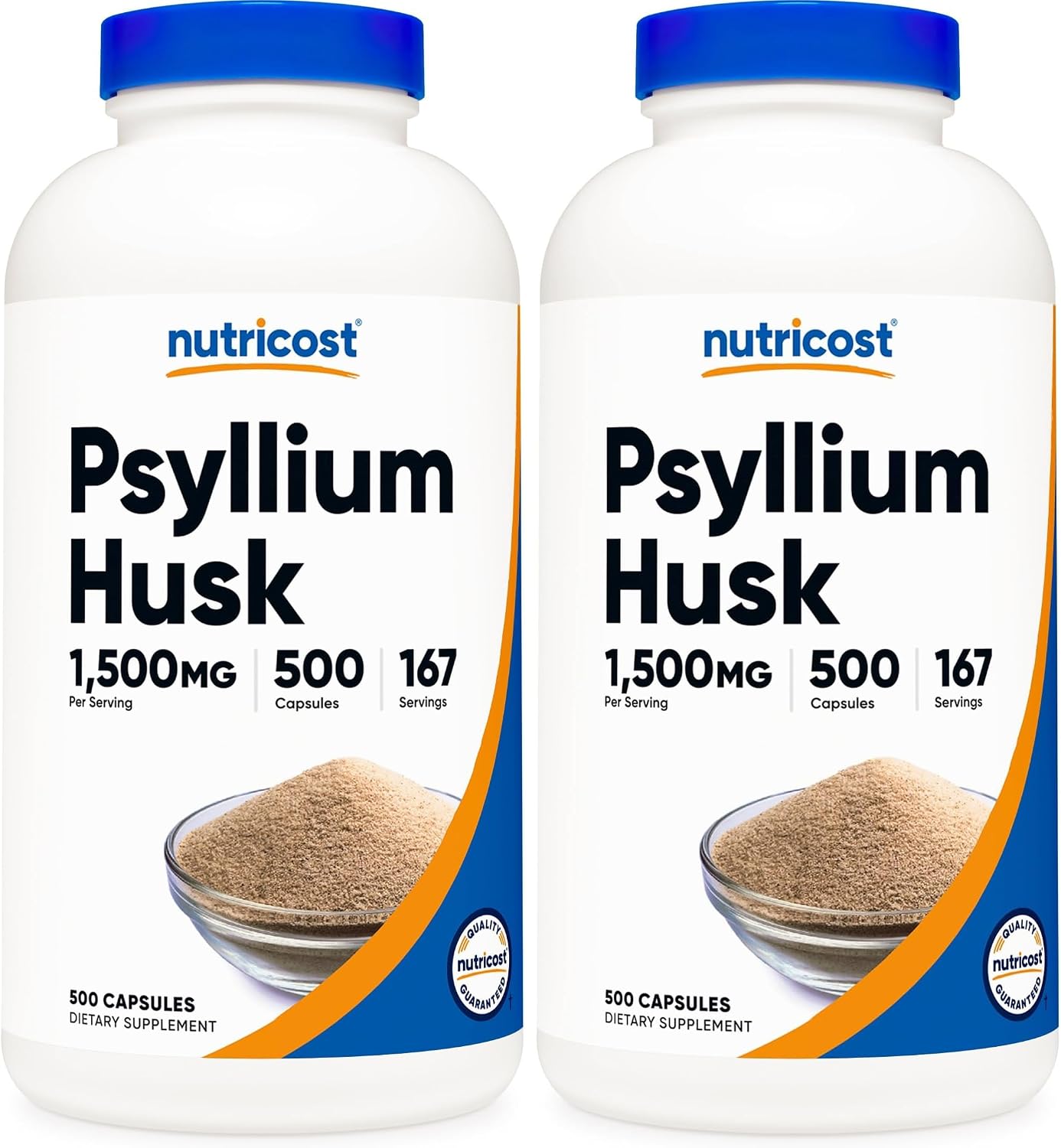 Nutricost Psyllium Husk 1500mg, 500 Capsules, Gluten Free, GMO-Free