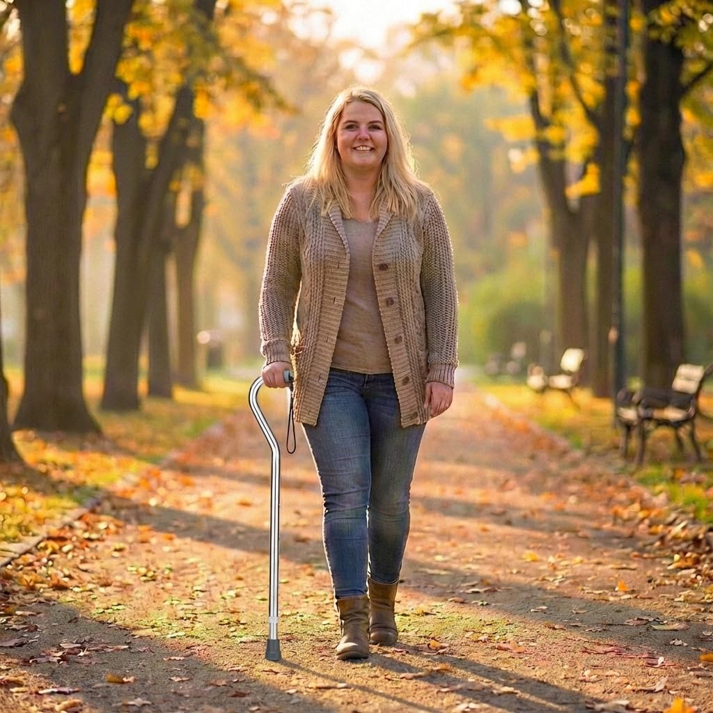 NOVA Heavy Duty Bariatric Walking Cane for Seniors, Men & Women – 500 lb Weight Capacity Offset Cane, Lightweight Adjustable Walking Stick with Soft Foam Grip, Wrist Strap & Non-Slip Tip