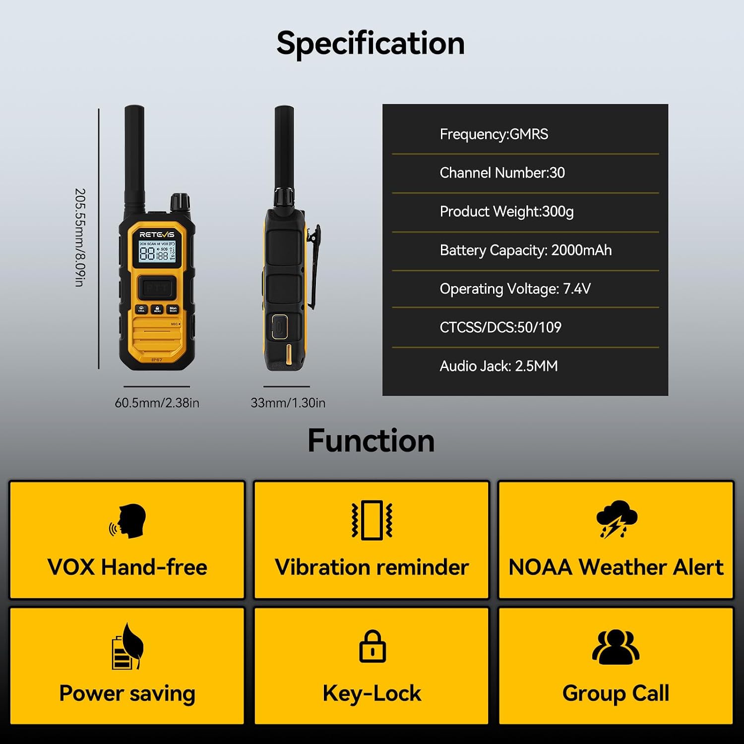 Retevis RB48 Plus Waterproof Walkie Talkies Long Range,GMRS Radios (6 Pack) | with 6-Way Charger,Heavy Duty,Rechargeable Two Way Radios,Connected Repeater,Dustproof,Shock Resistant,NOAA,Emergency Radios