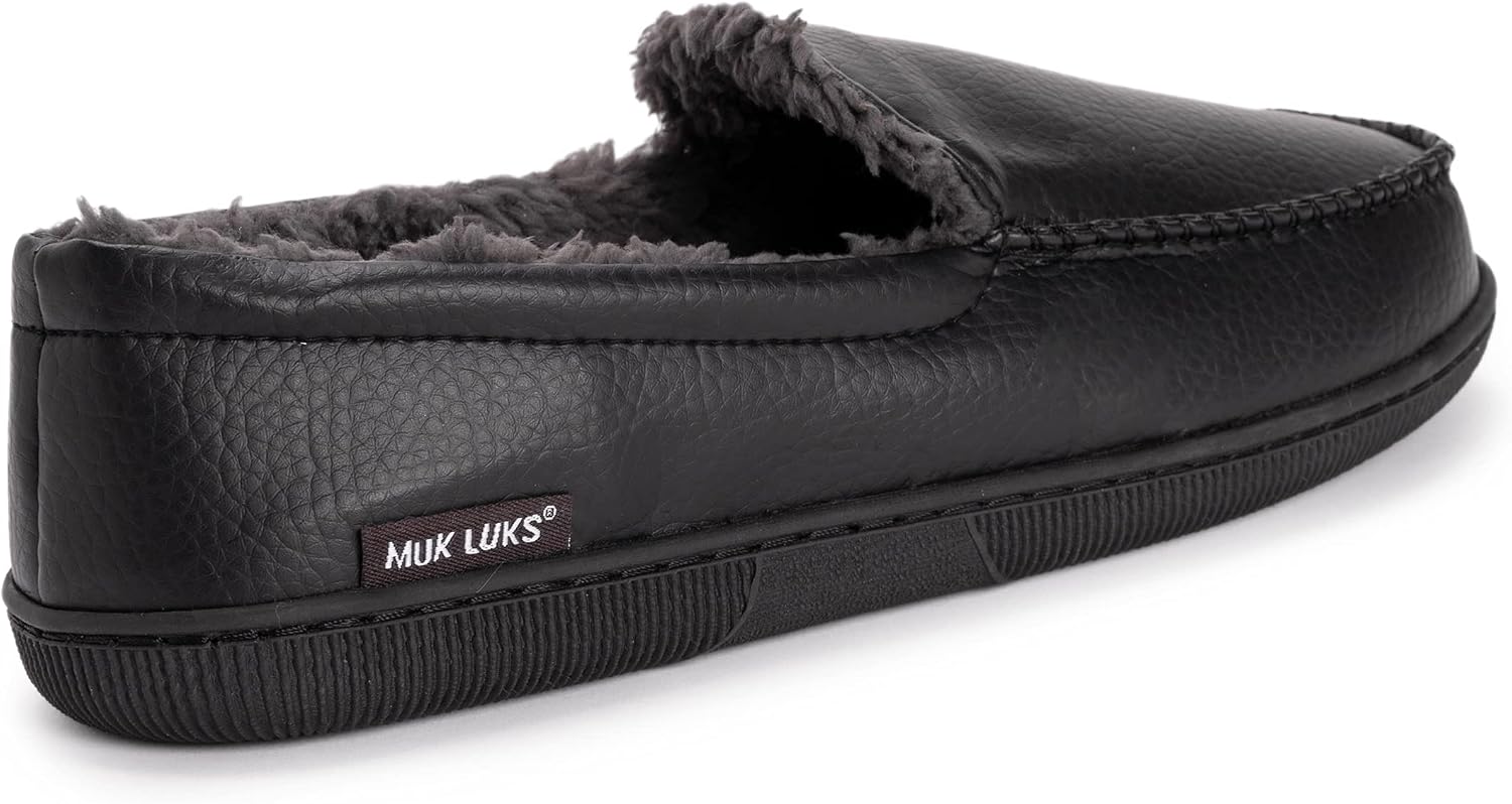 Muk Luks Men's Moccasin-Black Slip-On Loafer