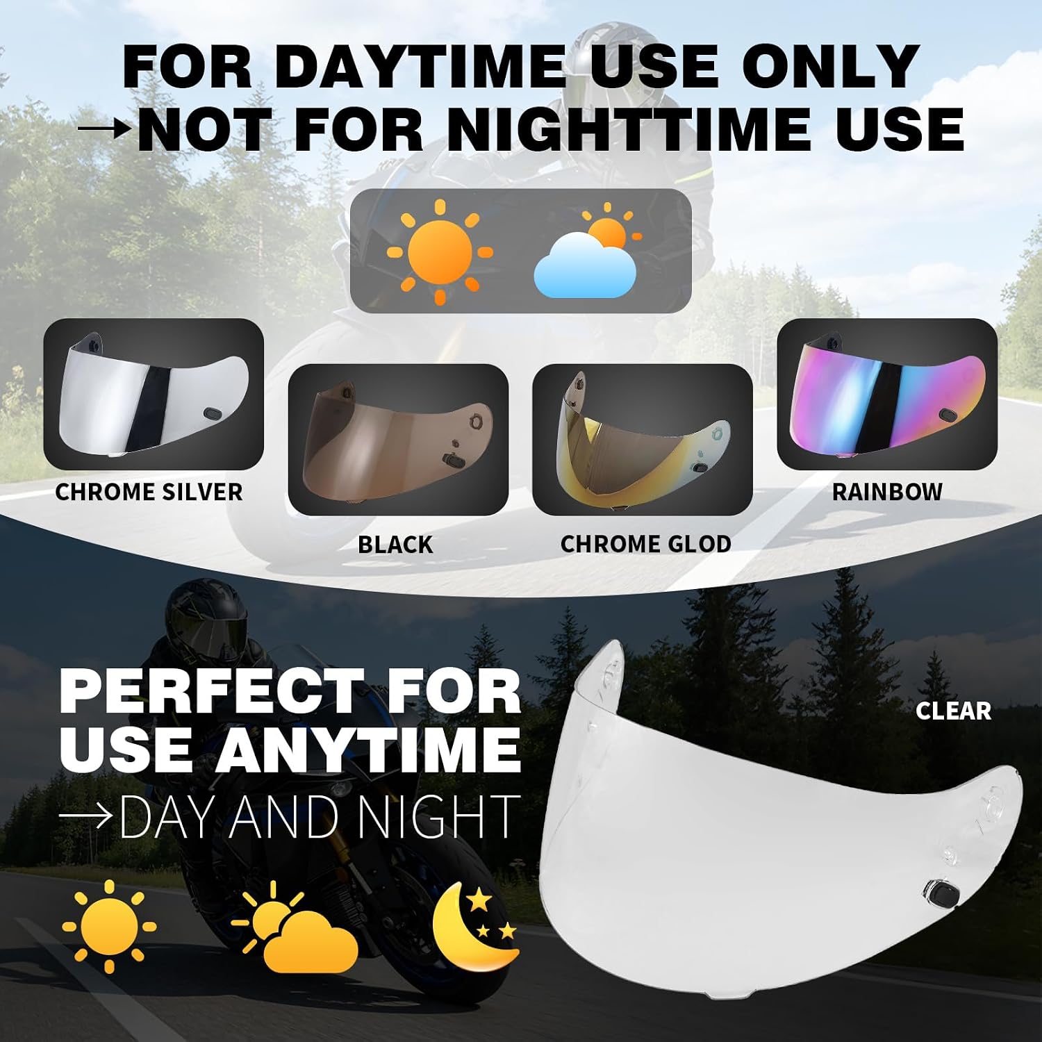 VCOROS Motorcycle Helmet Face Shield Visor Repalcement for HJ-09 CL-15 CL-17 CL-16 CL-SP AC-12 FS-10 CS-R1 IS-16 CS-R2 Shield (Smoke)