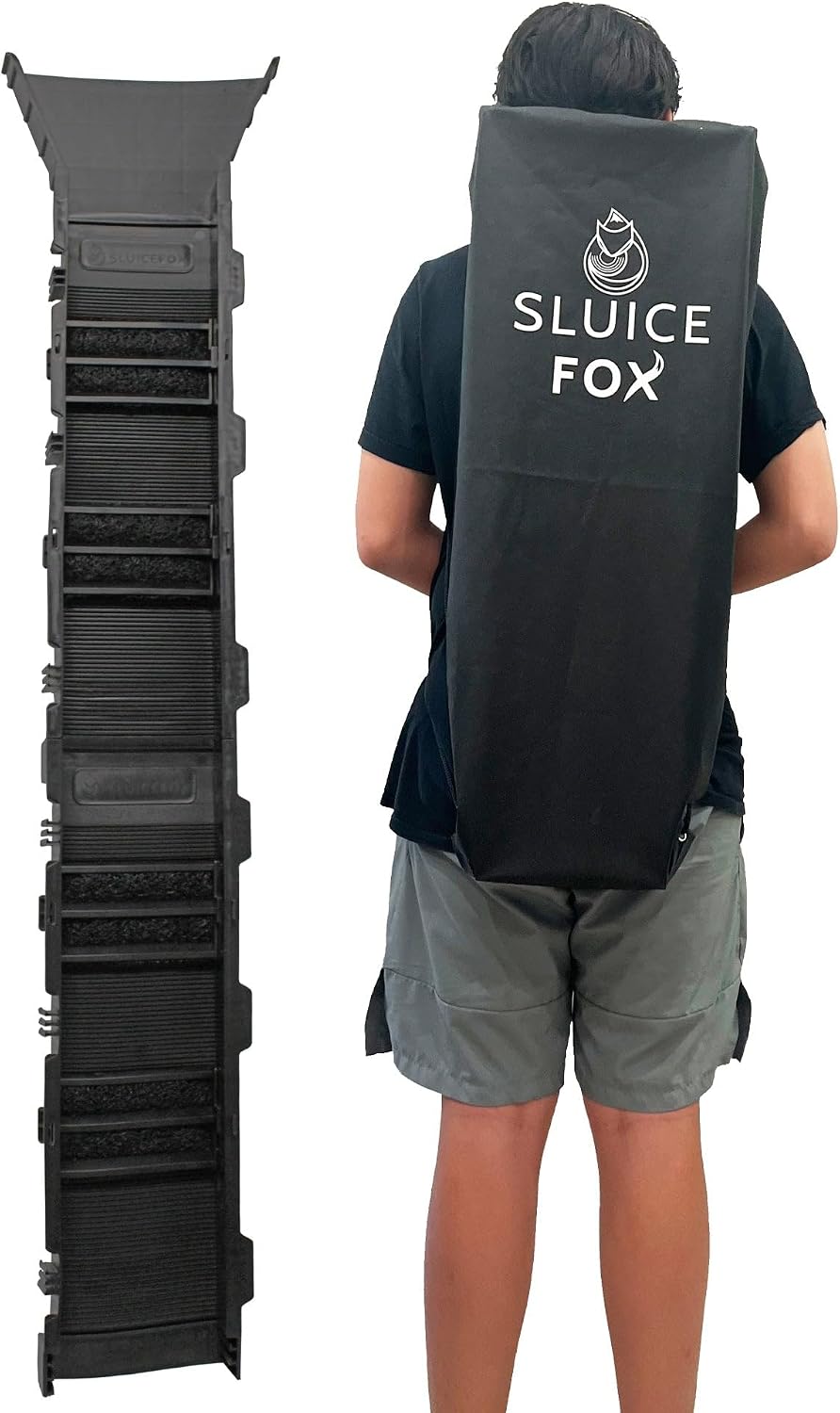 Portable Expandable Sluice Box for Gold Mining and Prospecting; Includes Miner's Moss, Hungarian Style riffles, and deep V riffles. Essential Tool for Gold panning Kits