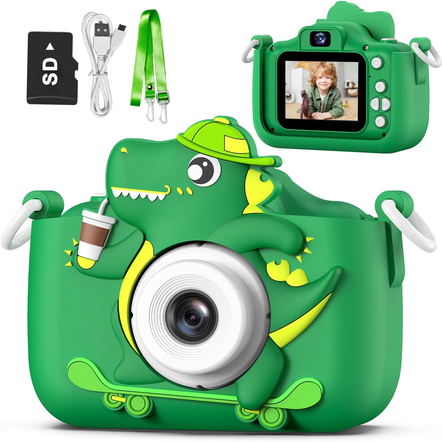 Goopow Kids Camera Toys for 3-8 Year Old Girls Boys,Children Digital Video Camcorder Camera with Cartoon Soft Cover, Best Chritmas Birthday Festival Gift for Kids
