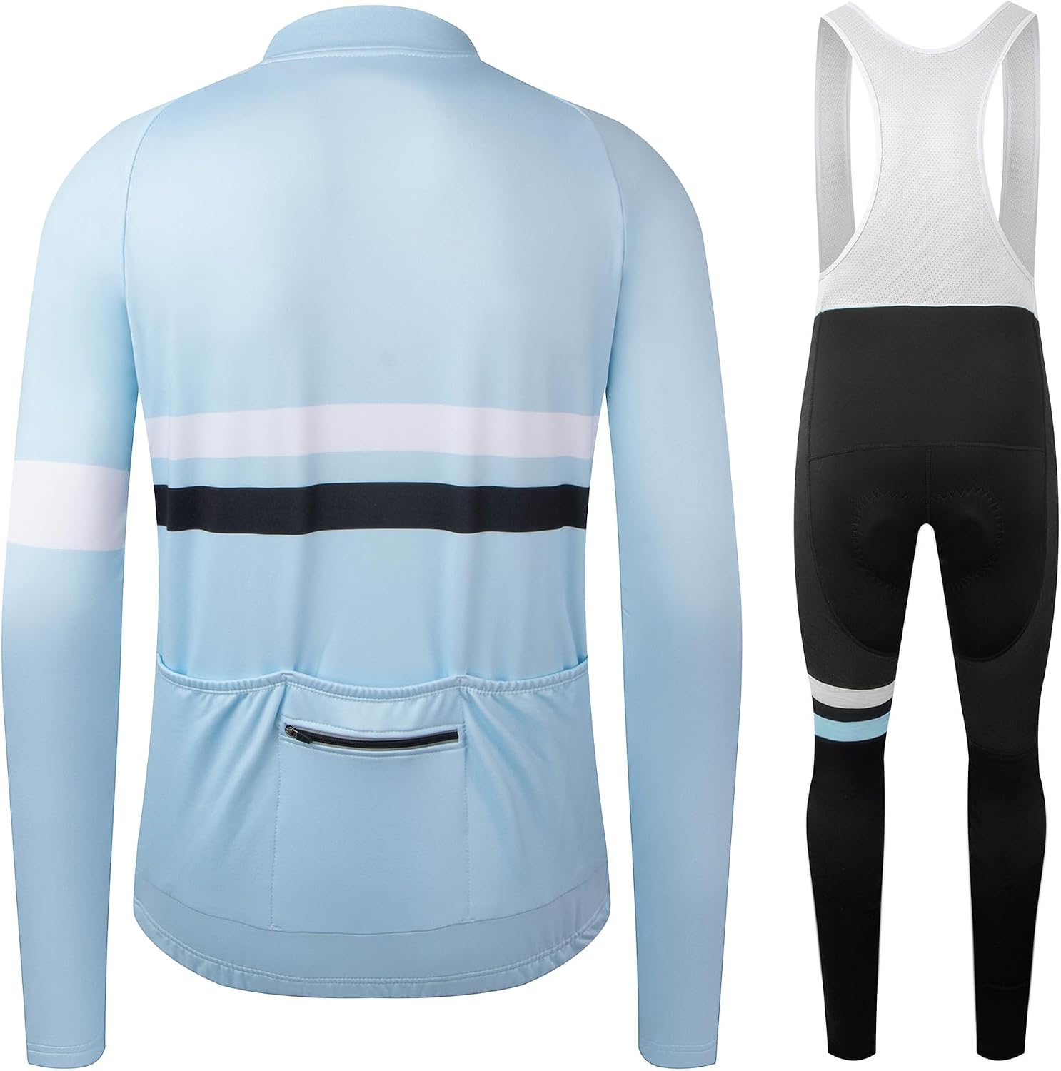 Coconut Ropamo CR Men's Cycling Clothing Set Long Sleeve Cycling Jersey Zipper Pocket Bike Outfit Cycling Bib Pants 3D Padded