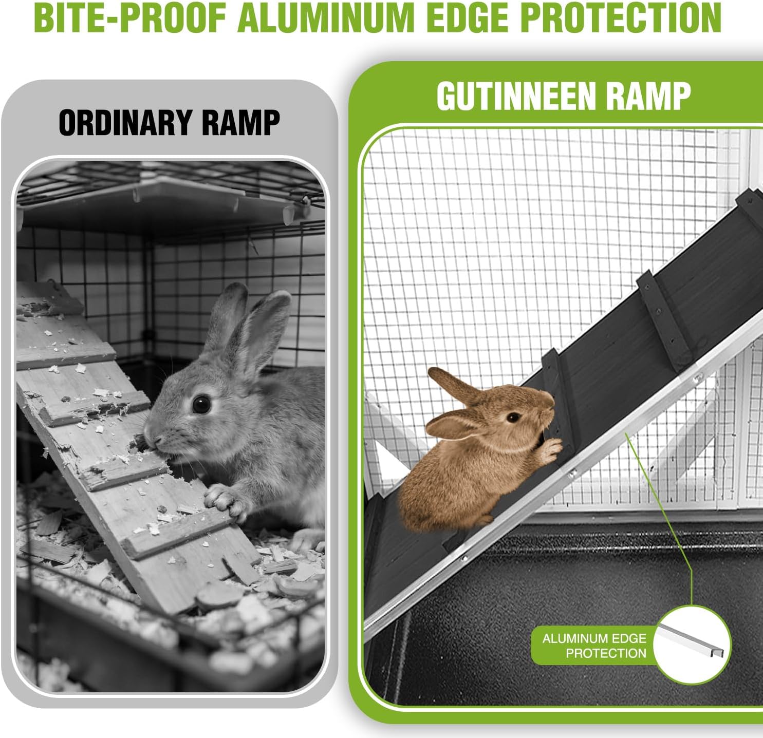 Outdoor Rabbit Hutch Indoor Bunny on Wheels Large Guinea Pig Cage with Run for Any Small Animals,Removable Pull Out Tray