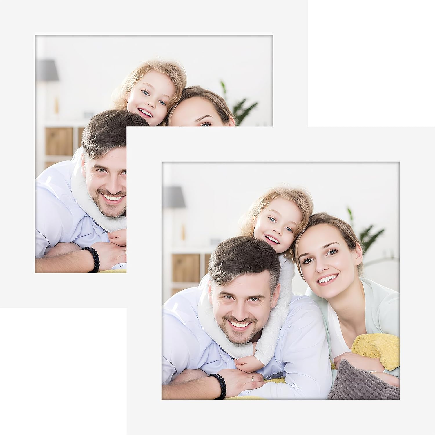 Picture Frames 8x8 2 Pack Made of Solid Wood Black for Wall Mounting and Tabletop Display