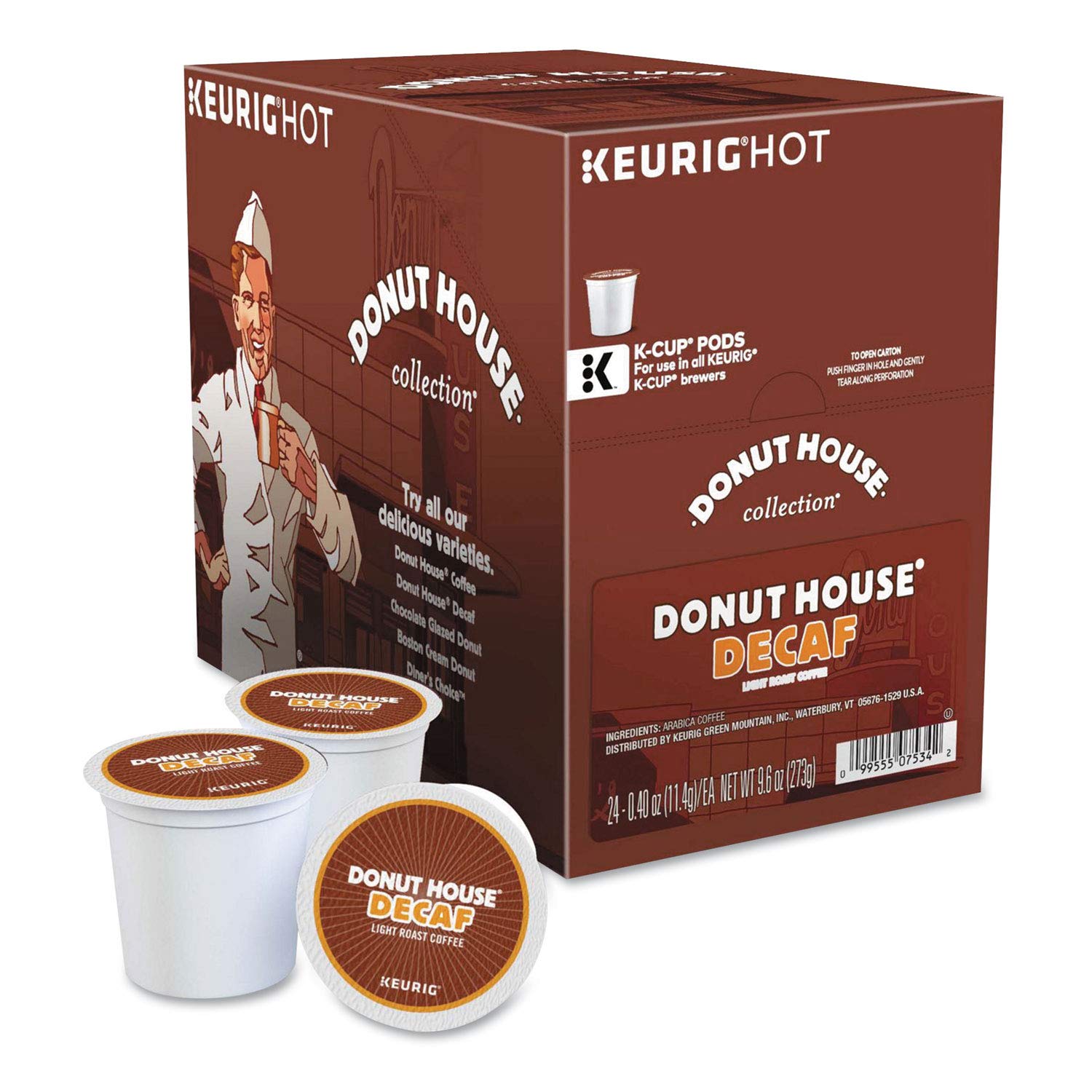 Donut House Collection Chocolate Glazed Donut, Single-Serve Keurig K-Cup Pods, Flavored Light Roast Coffee, 24 Count