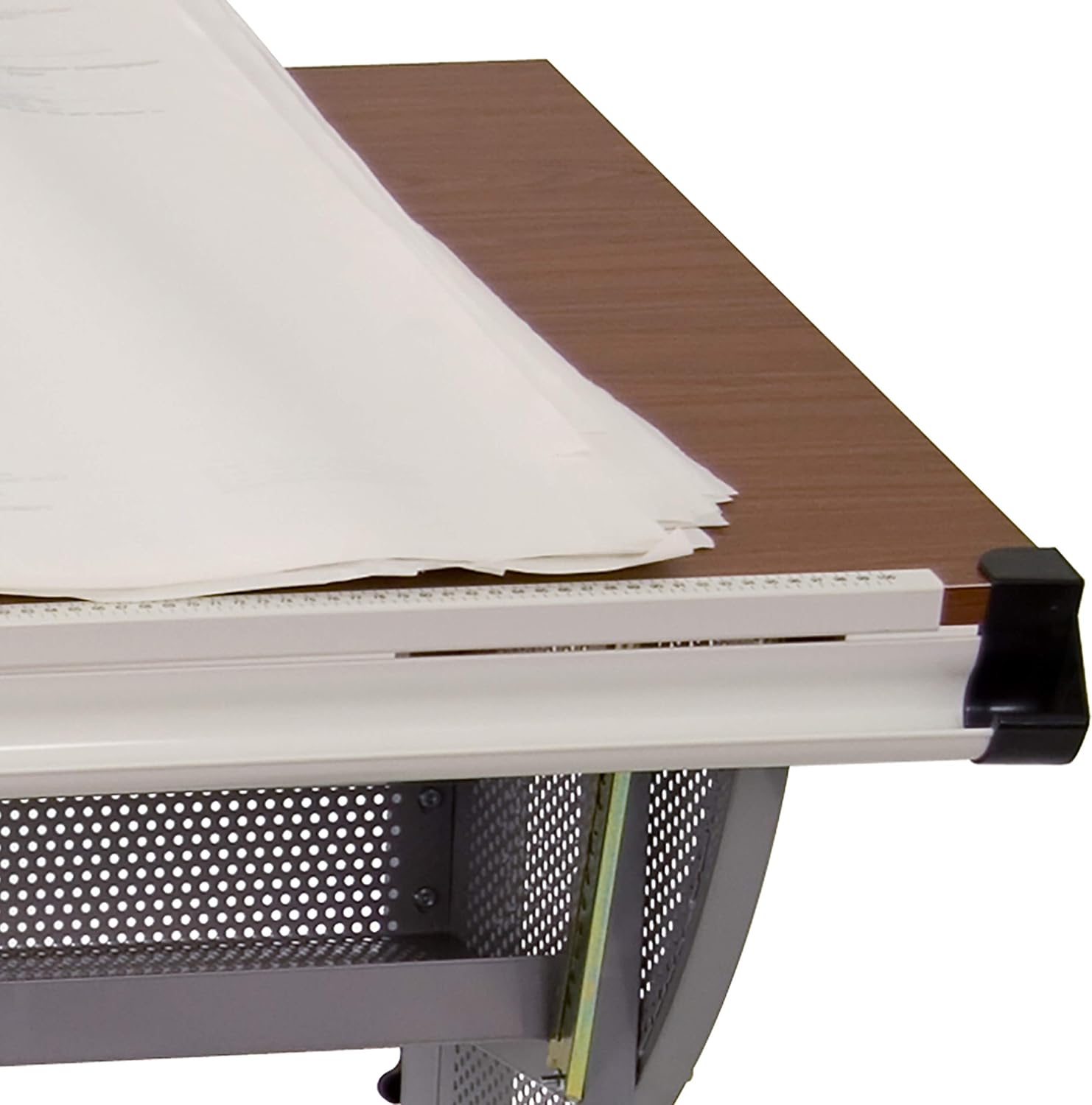 EMMA + OLIVER Adjustable Drawing and Drafting Table with Pewter Frame | Adjustable Angle Surface, Raised Metric Ruler Border