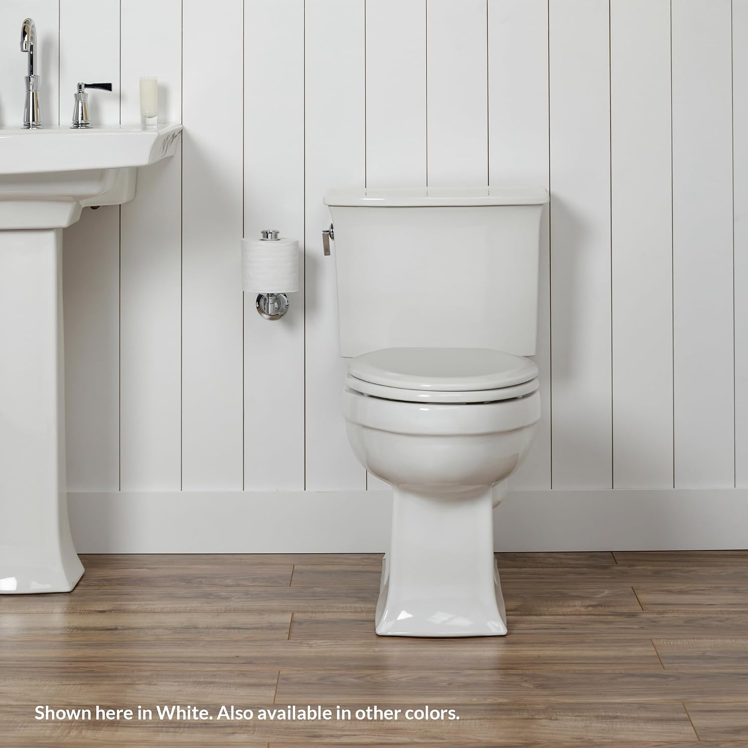 Mayfair Cameron Black Toilet Seat, Non Slip Heavy Duty Wood, Easy Clean, Made in USA, Round