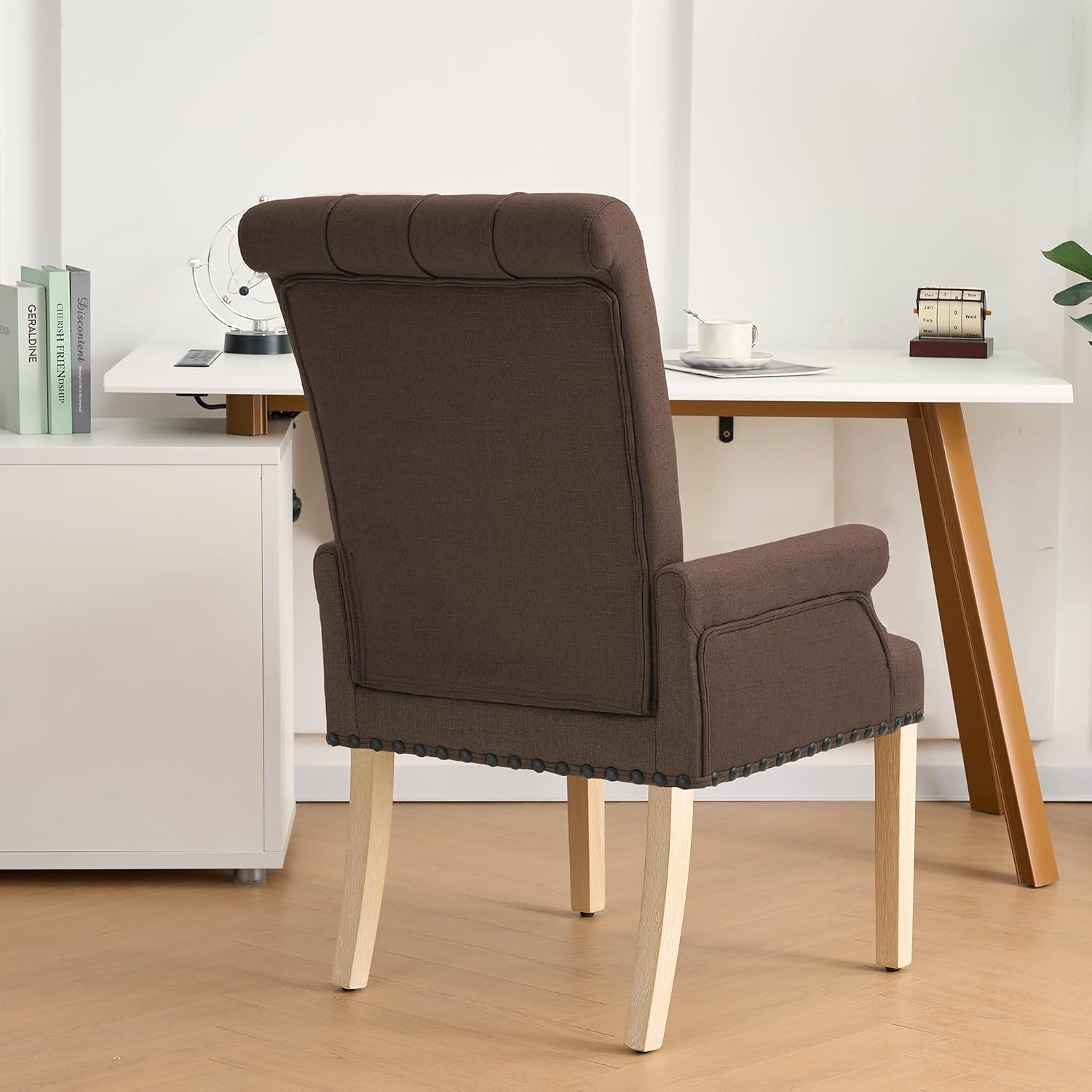 adochr Dining Chairs with Arms,Linen High Back Dining Room Chairs, Beige
