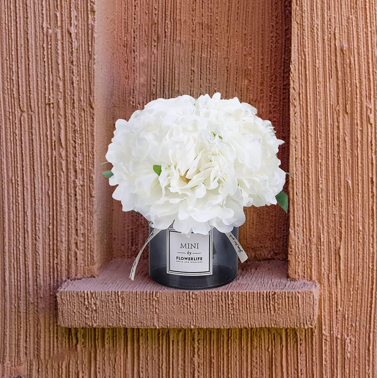 MOOMASS Artificial Peony and Glass vase, Ins Style Artificial Flower Glass Bottle Set, Suitable for Living Room, Dining Table, Office, Wedding