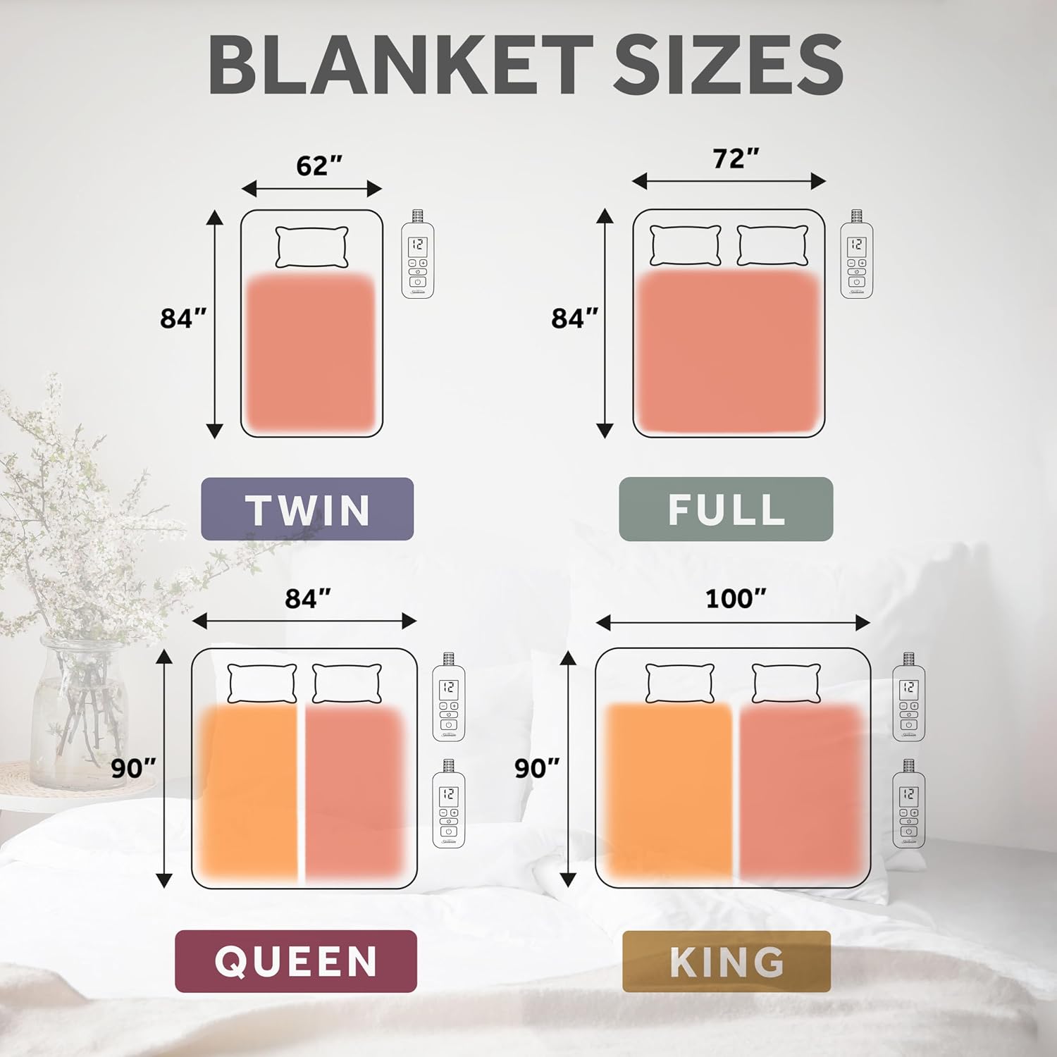 Sunbeam Electric Royal Posh Velvet Heated Blanket, 12 Heat Settings, 12-Hour Selectable Auto Shut-Off, Fast Heating, Warm and Lush, Champagne Color, King, 90" x 100"