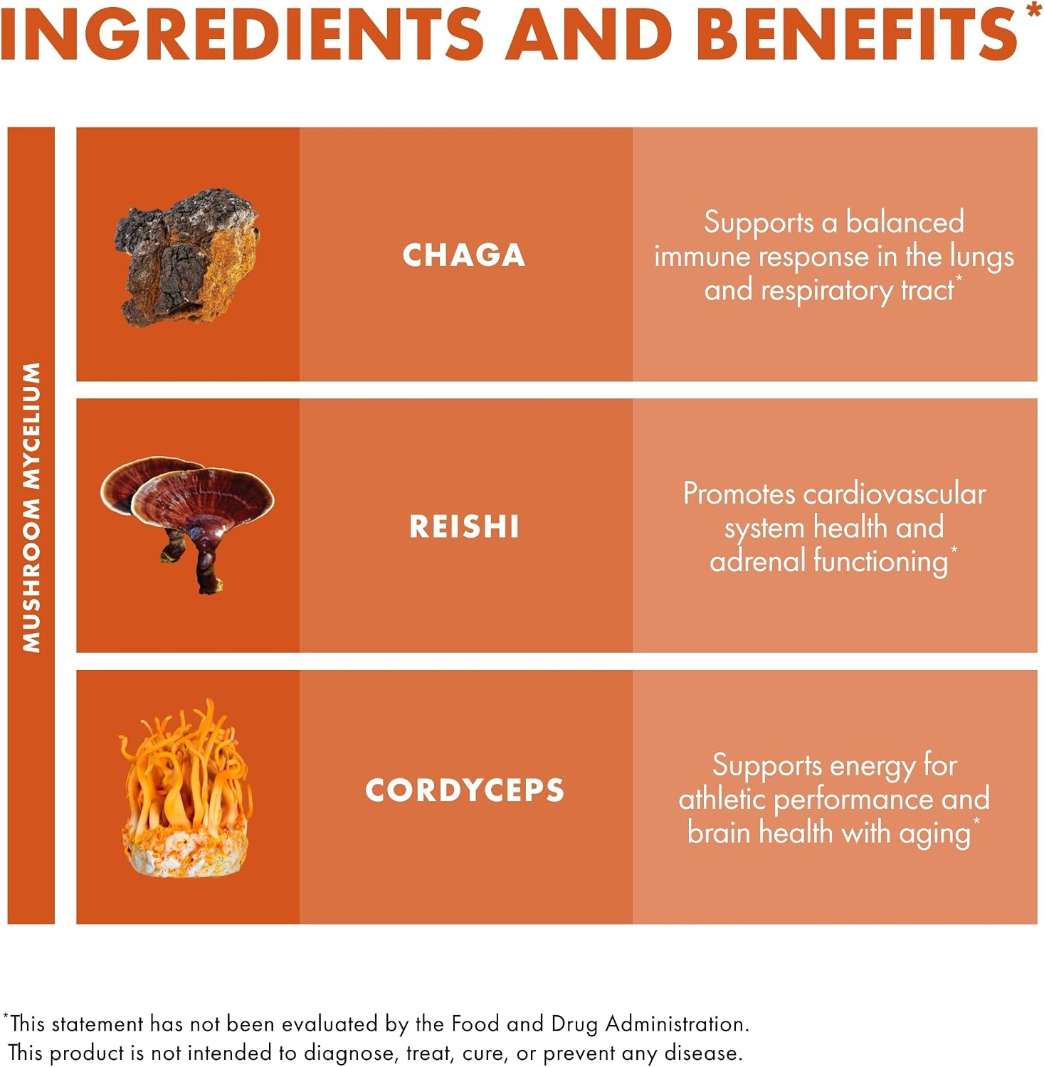 Host Defense Breathe* Capsules - Immune & Respiratory Support Mushroom Supplement - Herbal Lung Health Supplement with Chaga, Reishi & Cordyceps - 30 Capsules (15 Servings)*