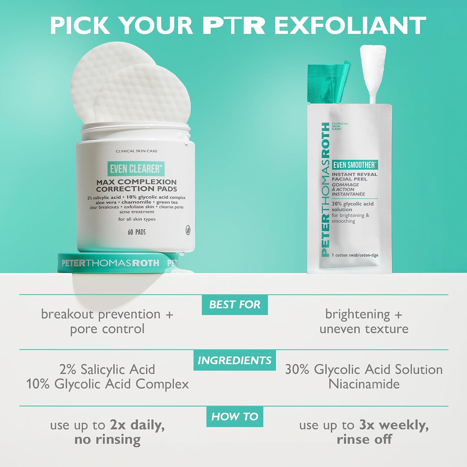 Peter Thomas Roth | Even Clearer™ Max Complexion Correction Pads for Acne and Blemishes