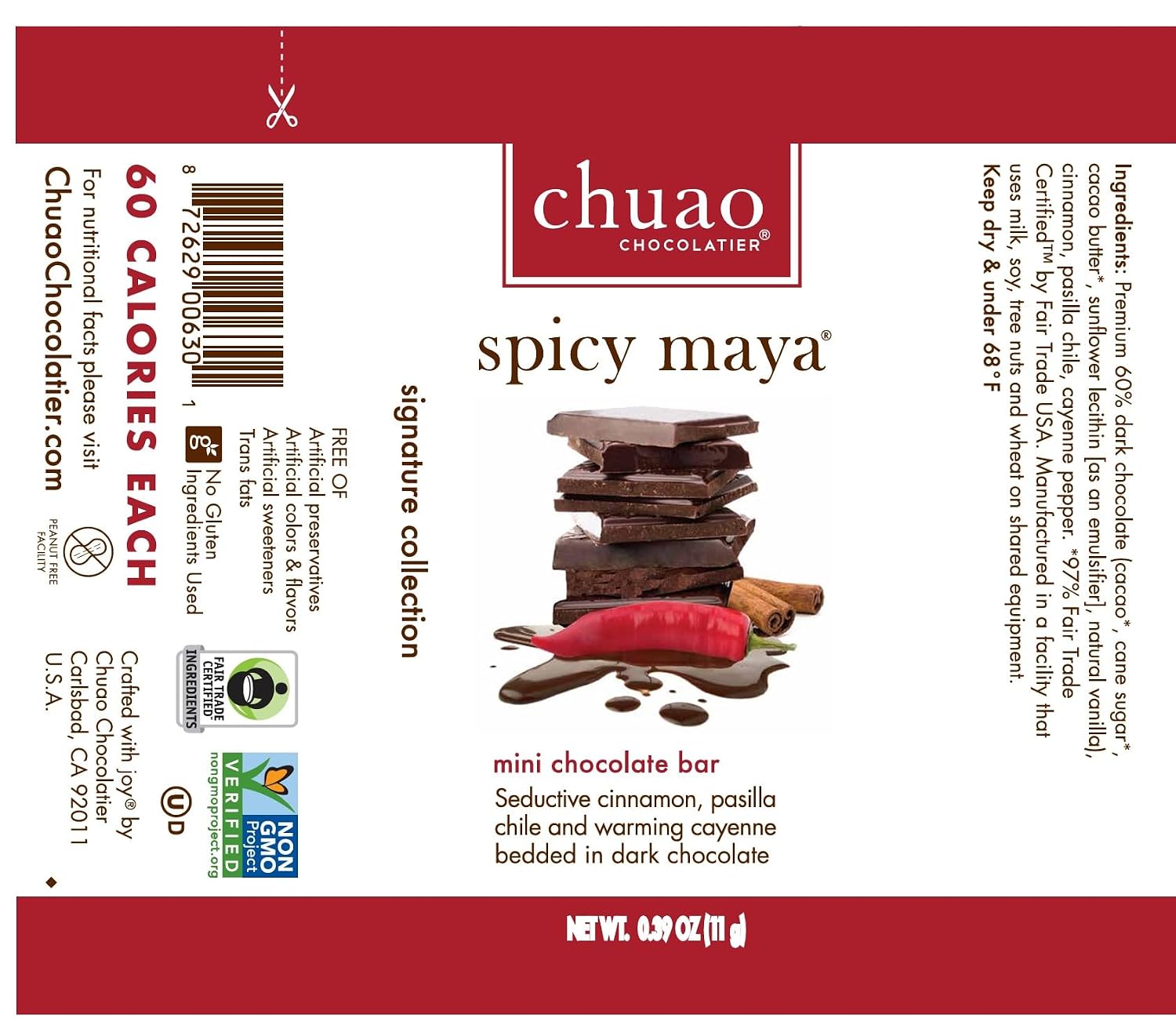 Chuao Chocolatier Salted Chocolate Crunch Dark Chocolate Mini Gourmet Chocolate Bar, 24-Ct. (0.39 oz. each)