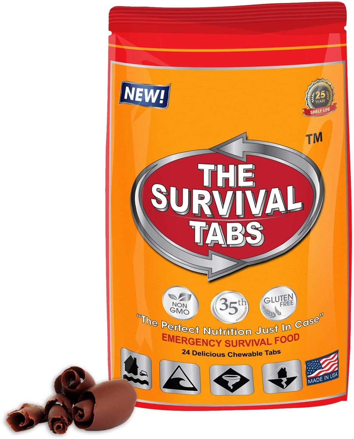 Survival Tabs – Emergency Food Supply – 2-Day Chocolate Tabs, USA