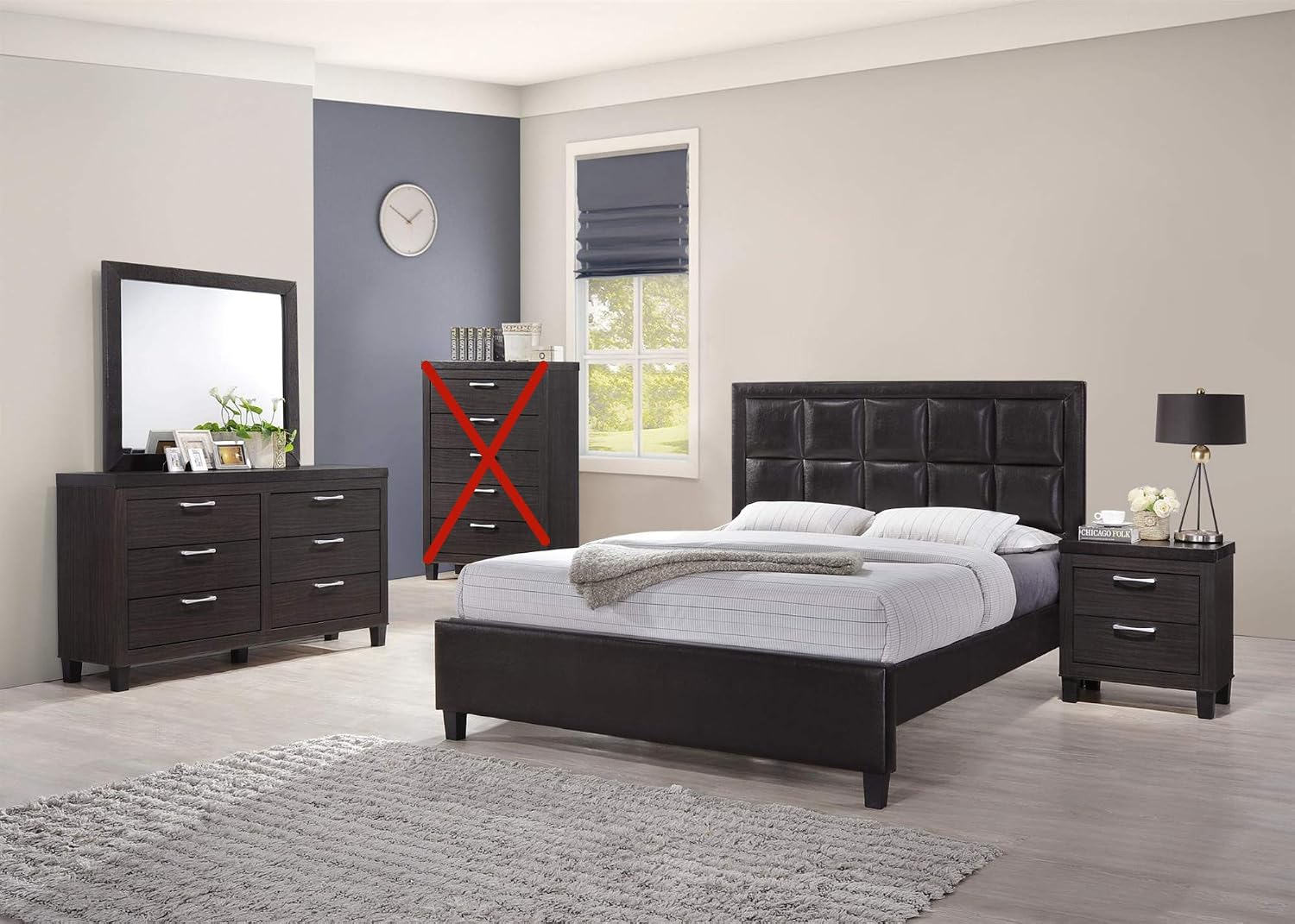 Contemporary Styling Espresso Twin/Full/Queen/King Bedroom Set (Queen Size Bed, 4 Pc)