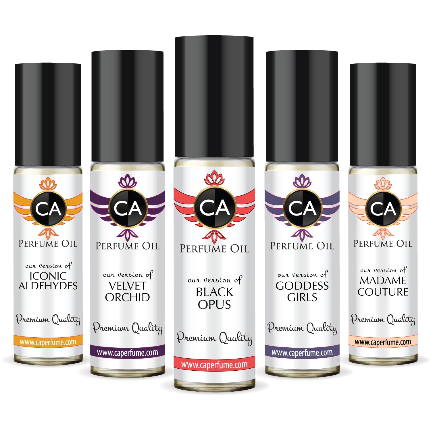CA Perfume All Time Classic Women Set of (Iconic Aldehydes + Velvet Orchid + Black Opus+ Goddess Girls + Madame Couture) Fragrance Body Oils