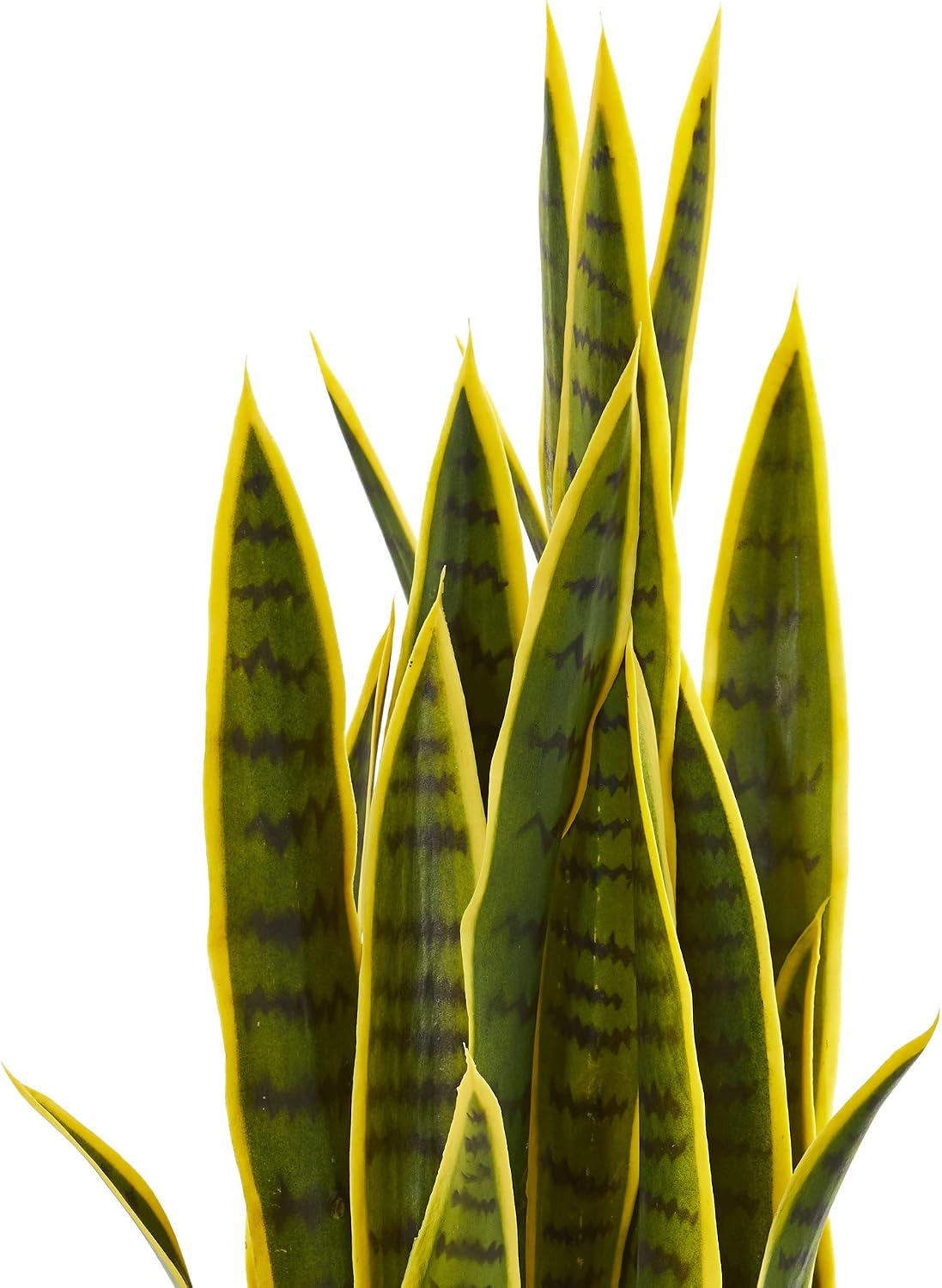 Nearly Natural 33” Sansevieria Artificial Silk Plants Green | 35 Variegated Leaves, Handcrafted Materials, Black Decorative Planter