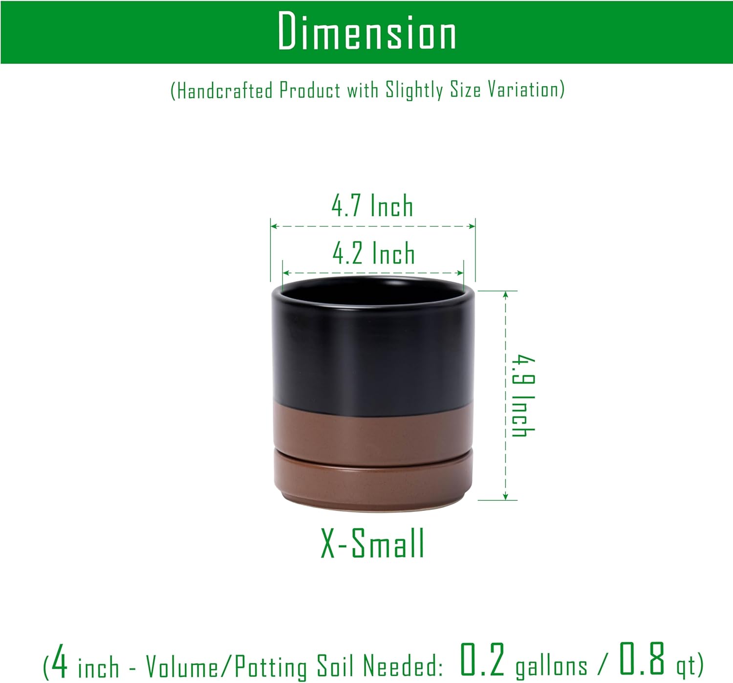 D'vine Dev 2-Pack Ceramic Pots with Saucers, White/Grey, 4.7 in, 94-V-B-6