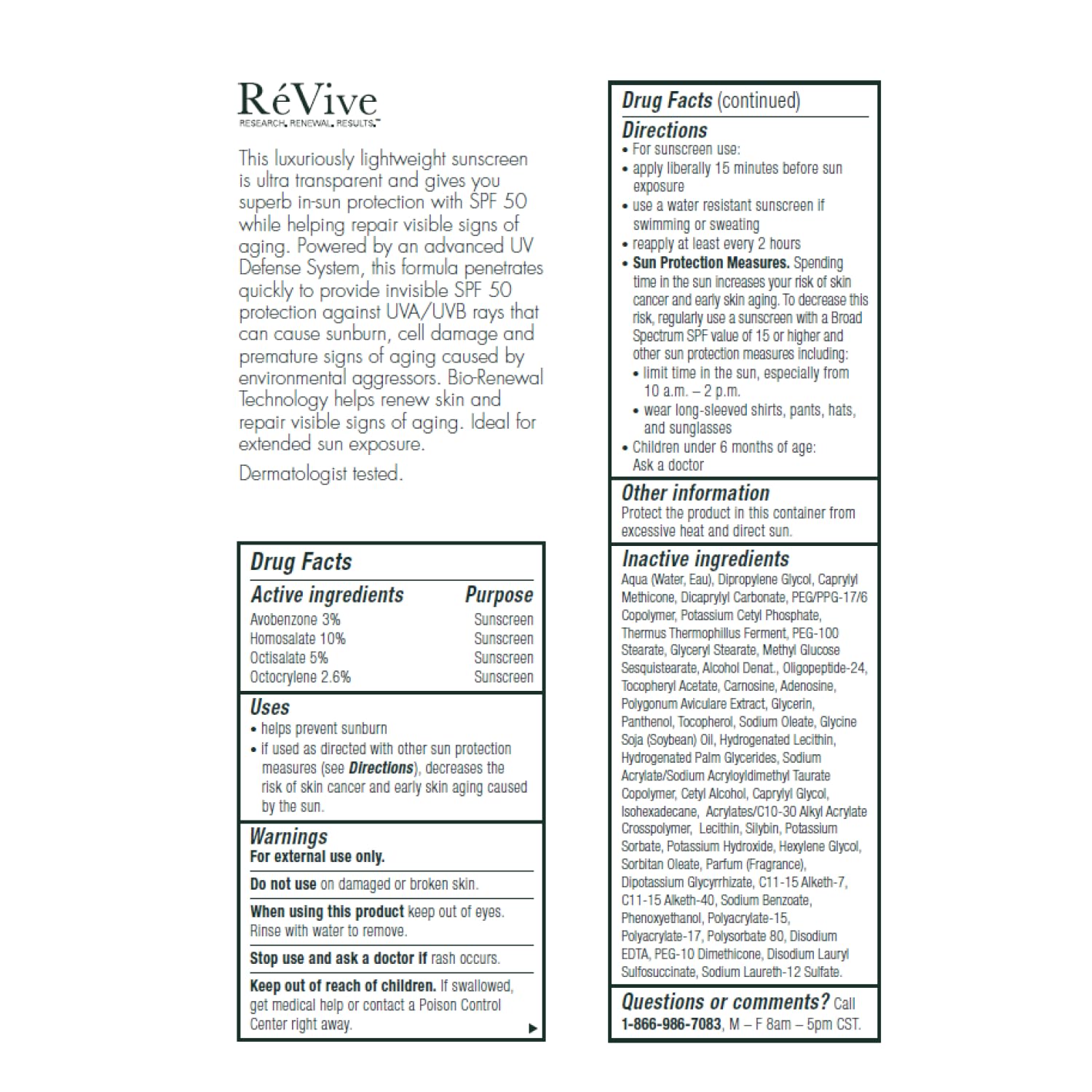 RéVive Soleil Superiéur Face Sunscreen - Broad Spectrum SPF 50 Sunscreen - Ultra-Transparent & Anti Aging Sun Care to Help Improve Skin Barrier