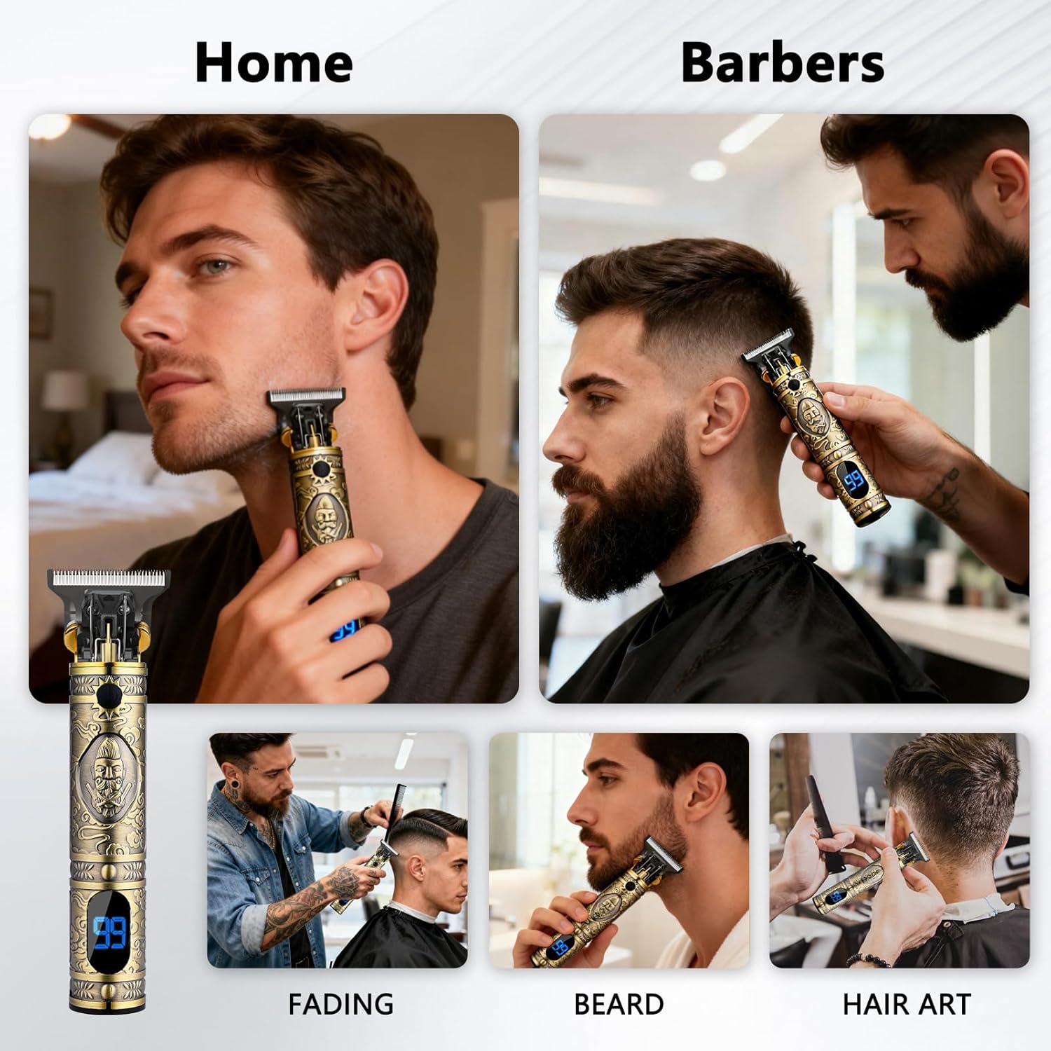 AMULISS Beard Trimmer for Men,Zero Gapped Vintage Professional Hair Clipper