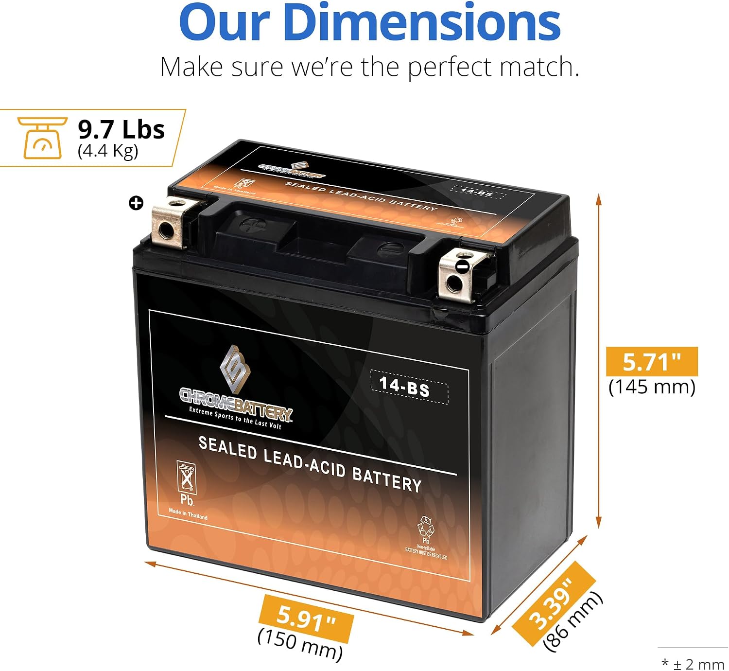 CB CHROMEBATTERY YTX30L-BS 12V 385 CCA AGM – Maintenance-Free 30Ah Battery for Harley, ATV, UTV, Snowmobile, Jet Ski – T3 Nut & Bolt Terminal – Fits Harley Touring, Polaris Sportsman 850