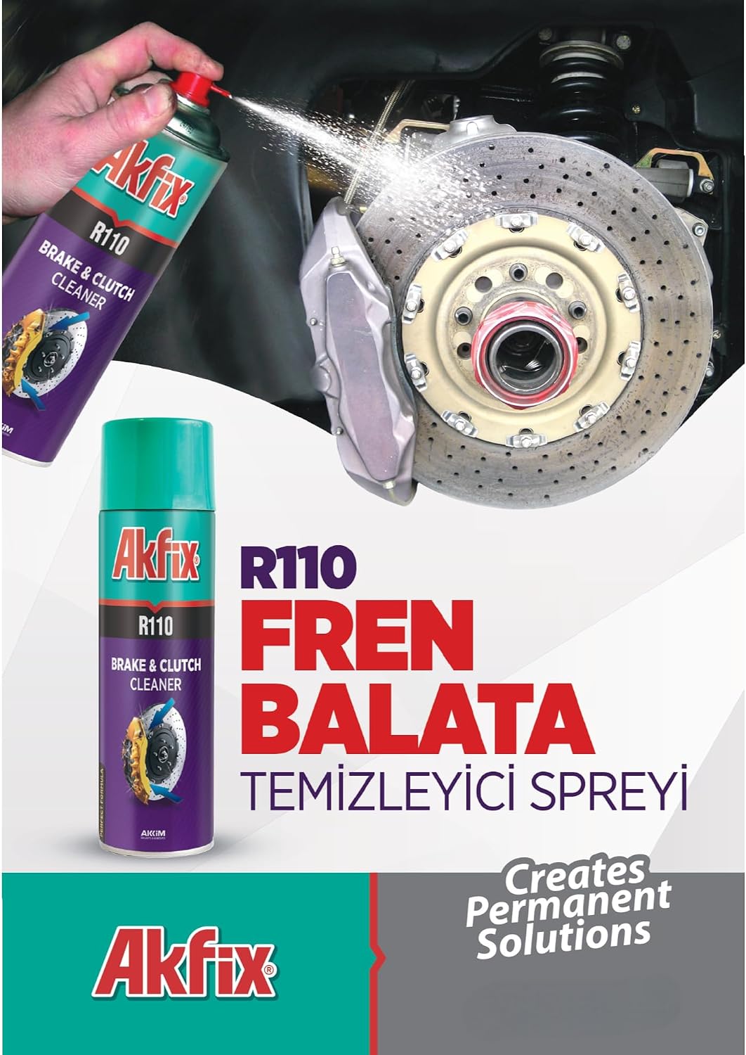 Akfix A110 Brake Parts Cleaner - Non-Chlorinated Strong Dust and Rust Remover, Brake Cleaner Spray Can, Super Clean Metal Degreaser