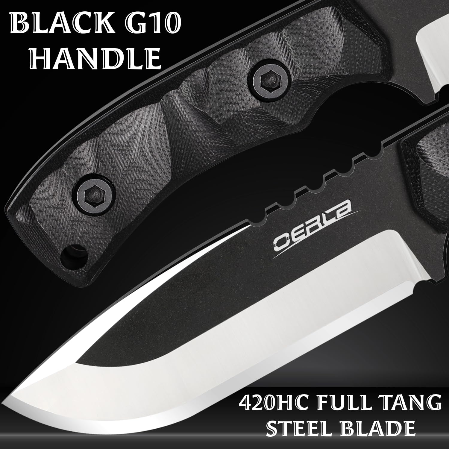 TAC DE-0014 Fixed Blade Outdoor Duty Knife 420HC Stonewashed Stainless Steel Field Knife Straight Camping Knife with G10 Handle Waist Clip EDC Kydex