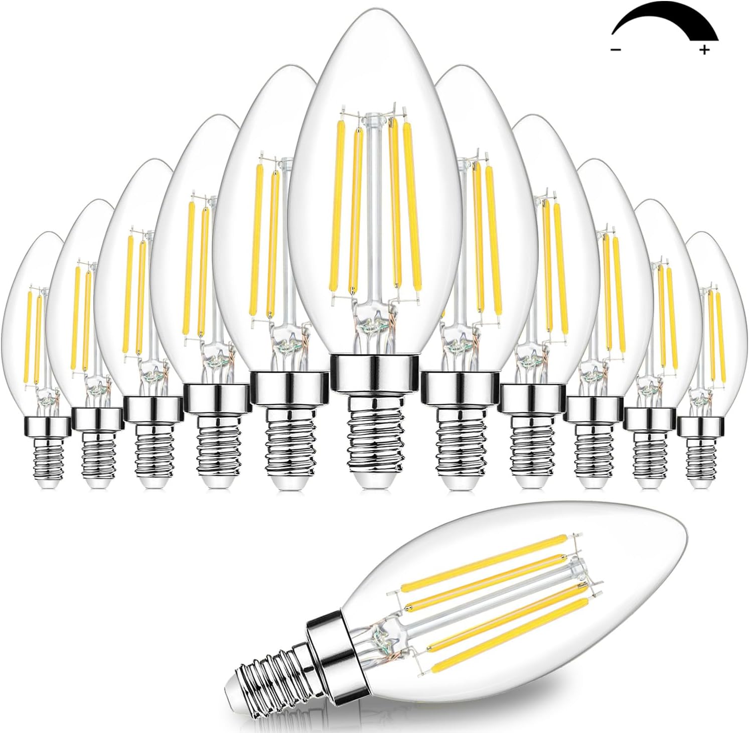BesLowe 12-Pack Dimmable E12 LED Candelabra Bulbs 60W Equivalent, 2700K