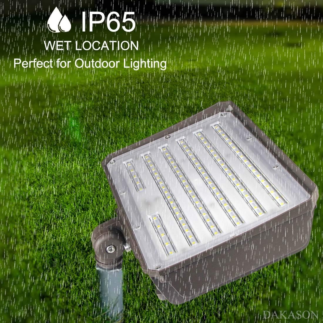 DAKASON 2 Pack 100W LED Flood Light Outdoor, Dusk-to-Dawn Photocell Adjustable Knuckle Mount, 13000LM 5000K Replaces 350W HPS/MH 100-277Vac