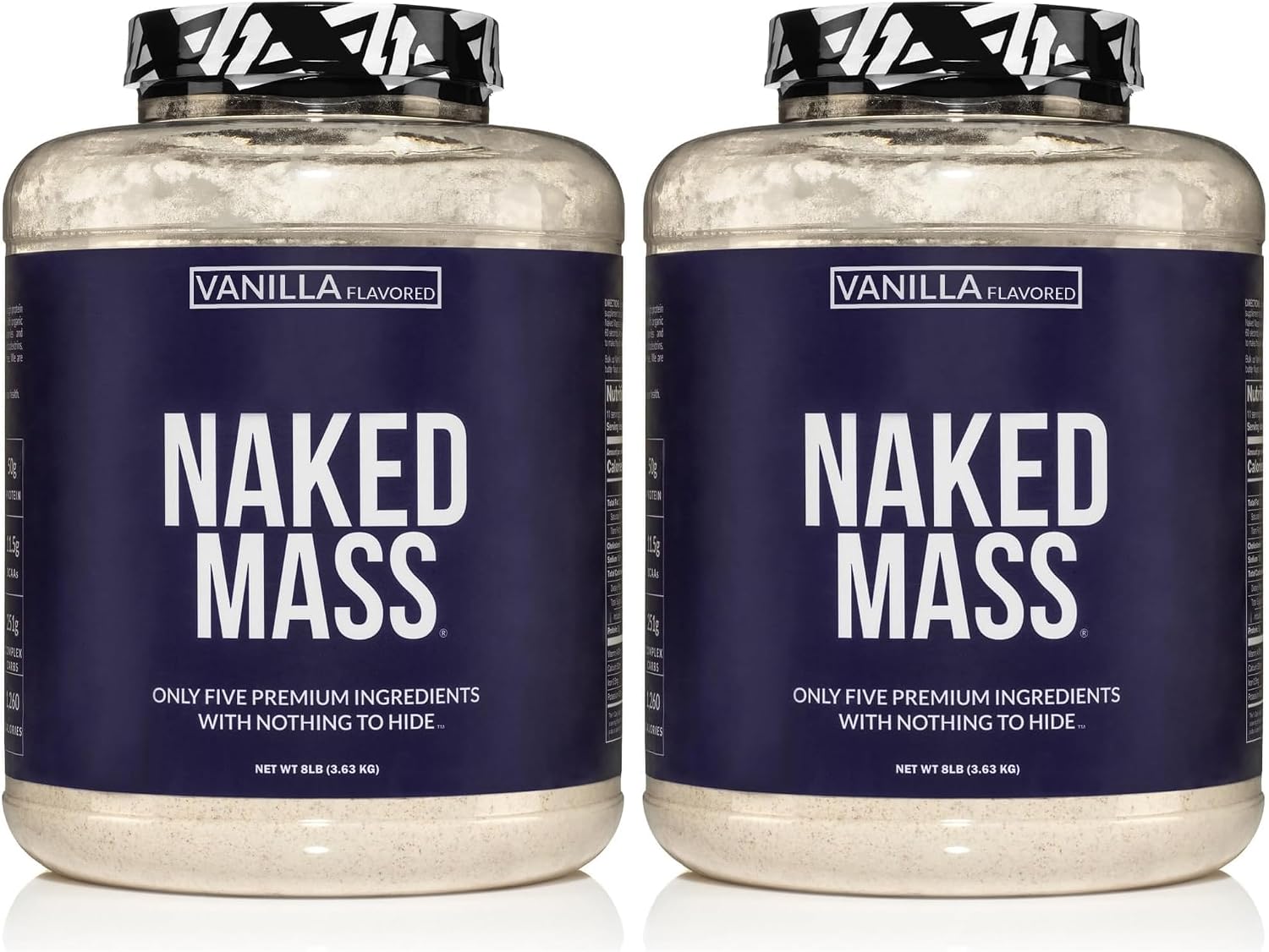 NAKED Mass - Natural Weight Gainer Protein Powder - 8 LB Bulk, NSF Certified, GMO Free, Gluten Free & Soy Free. No Artificial Ingredients - 1,250 Calories per Serving