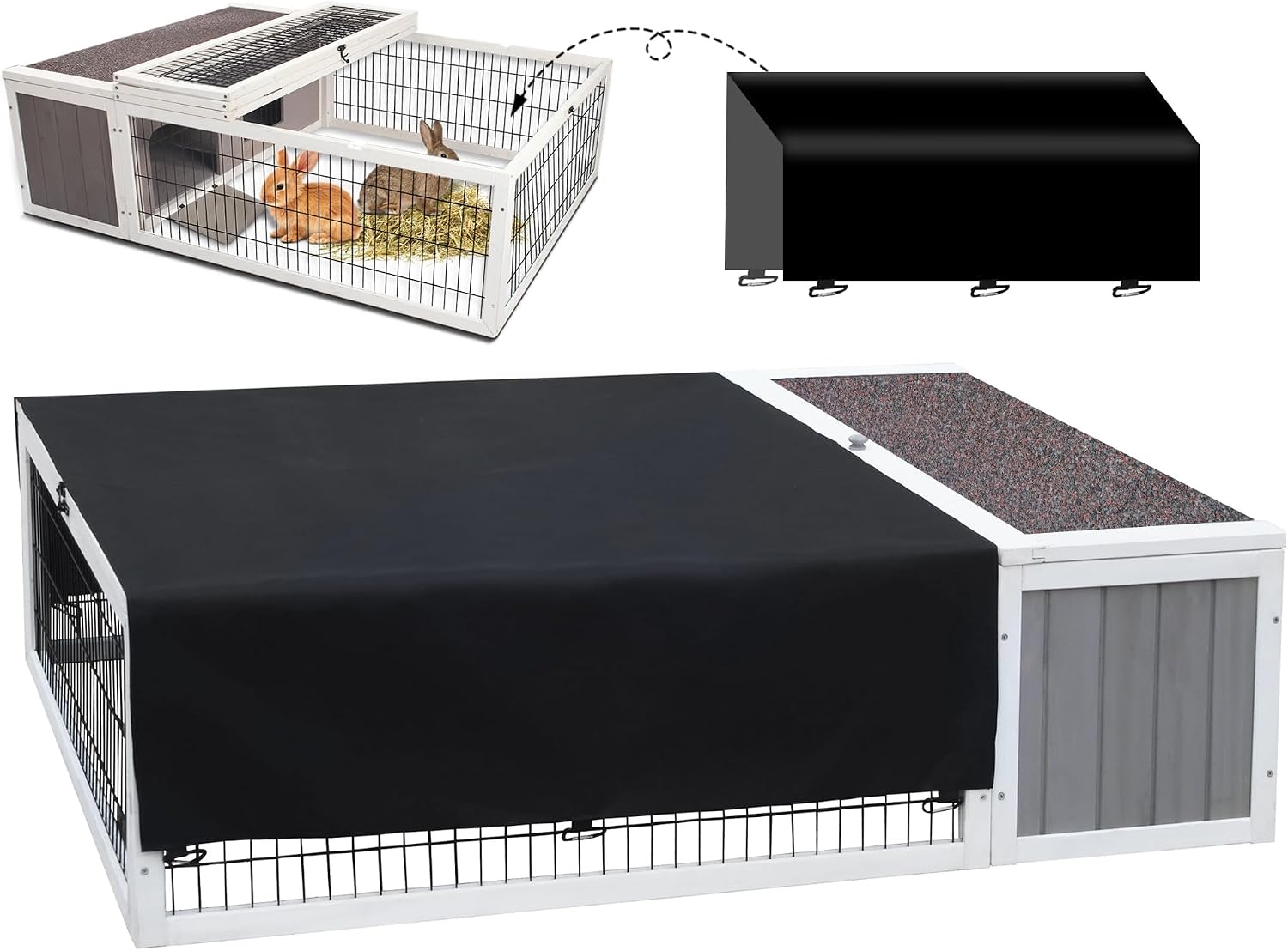 Wooden Rabbit Cage Outdoor Indoor, Bunny Cage Guinea Pig Cages Enclosure