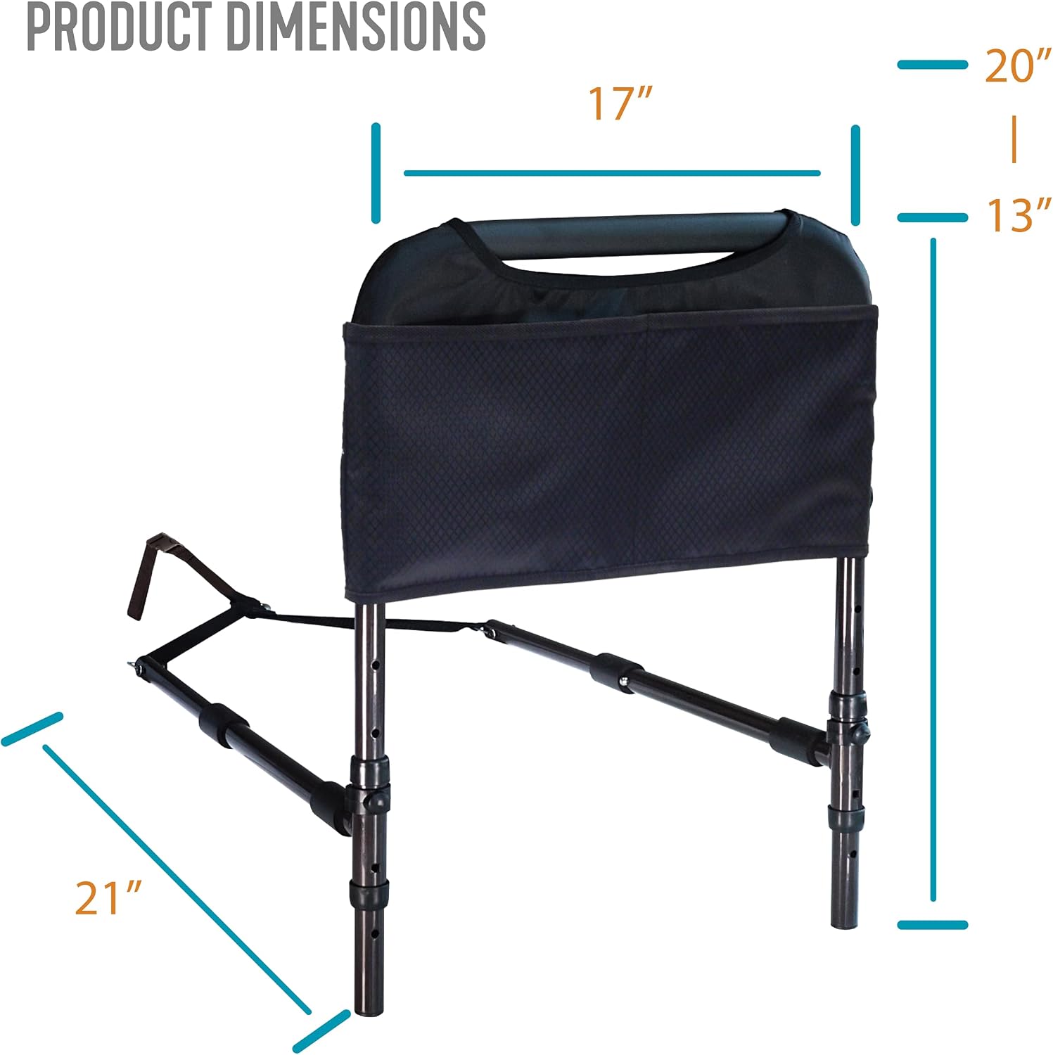 Able Life Bedside Safety Handle, Padded Stand Assist Railing for Seniors, Height Adjustable Bed Rail with Pouch for Elderly Adults, Fits King, Queen