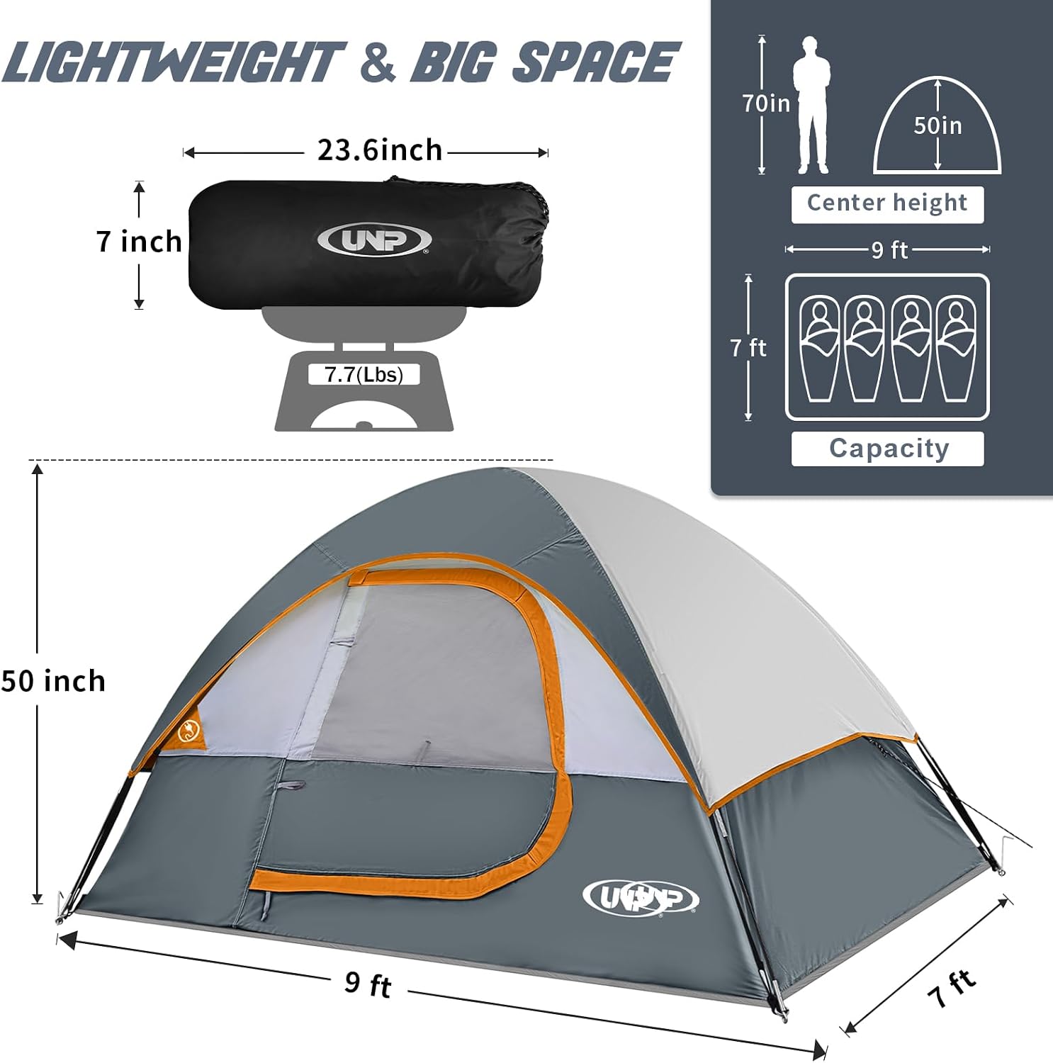 Camping Tent 2-4 Person, Waterproof Windproof Tent with Rainfly Easy Set up-Portable Dome Tents for Camping…