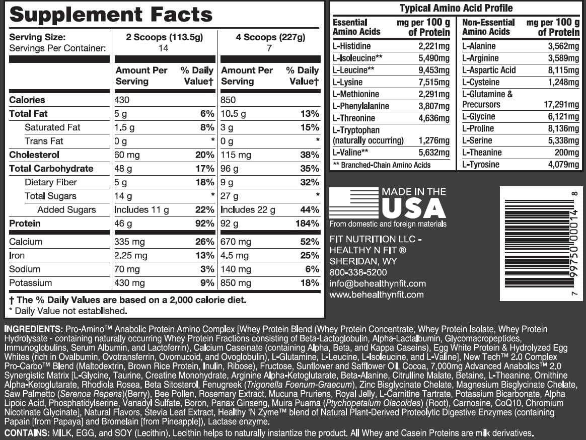 Healthy 'N Fit A. Muscle (Chocolate) 3.5 lb - Natural Protein and Muscle Mass Gainer
