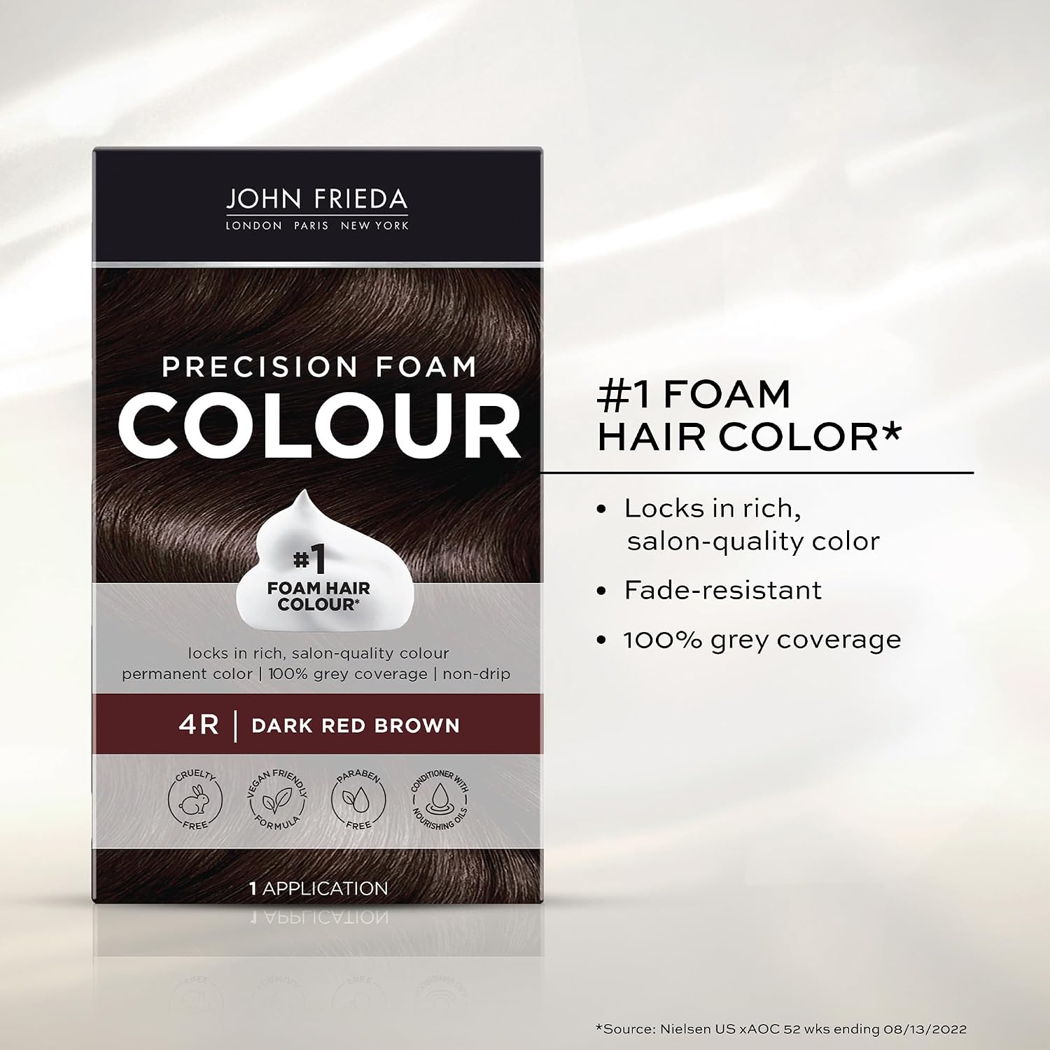 John Frieda Precision Foam Colour Light Natural Blonde 9N, 1 Application | Full Gray Coverage, Anti-Fade Color, Light Blonde Tone, Deep Saturation, Easy Foam Application