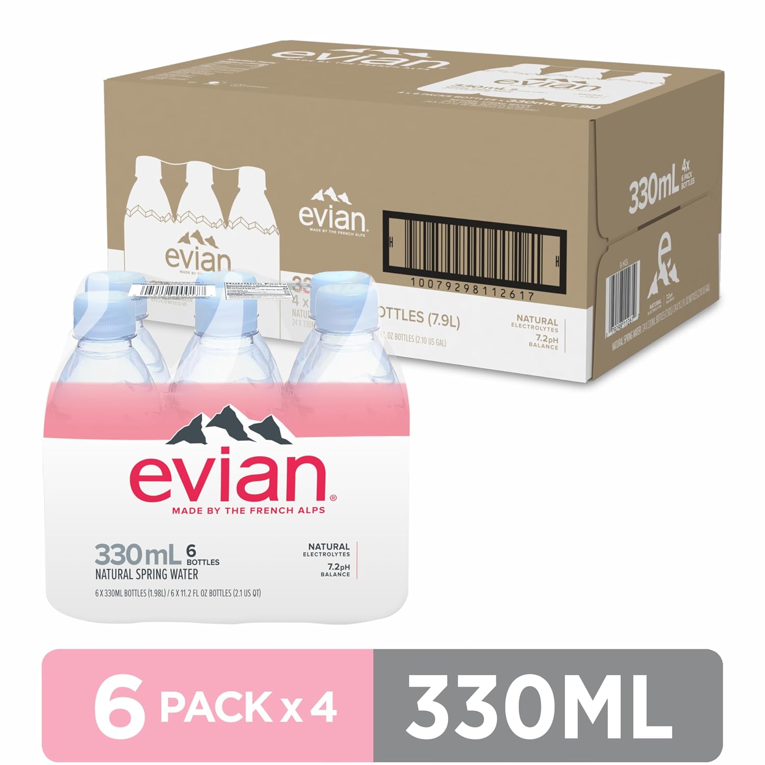 evian Natural Spring Water, PH Balanced with Natural Electrolytes, 16.9fl oz./500mL Bottles (pack of 24)