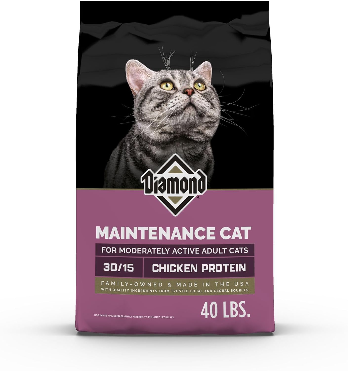 Diamond Maintenance Adult Dry Cat Food, Chicken Protein, 20lb | For Moderately Active Cats | Omega Fatty Acids to Help Support Skin & Coat Health | Taurine for Heart & Eye Health
