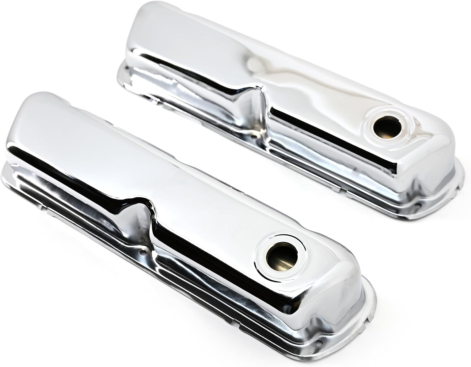 Steel Valve Covers Fits 1962–85 Ford SB 260‑289‑302‑351W – Smooth – 1 Hole – Chrome