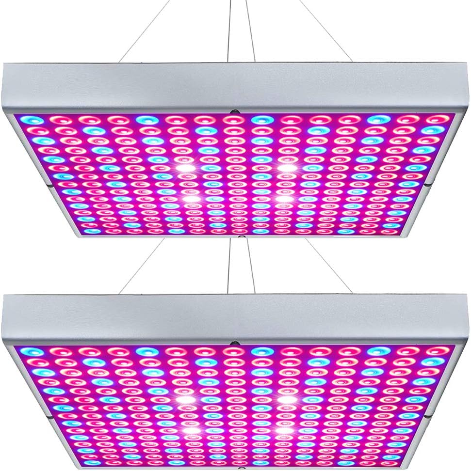 LED Grow Light 225 LEDs Plant Lights Red Blue White Panel Growing Lamps for Indoor Plants Seedling Vegetable and Flower (2 Pack)