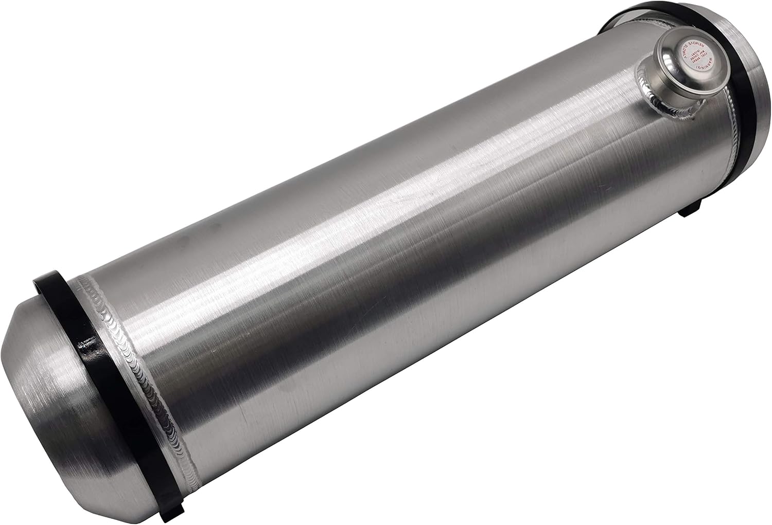 JSD 5 Gallons 8”x24“ Aluminum Spun Round Fuel Gas Tank Cell Fuel Tank with Bracket End Fill 1/4" NPT Outlet