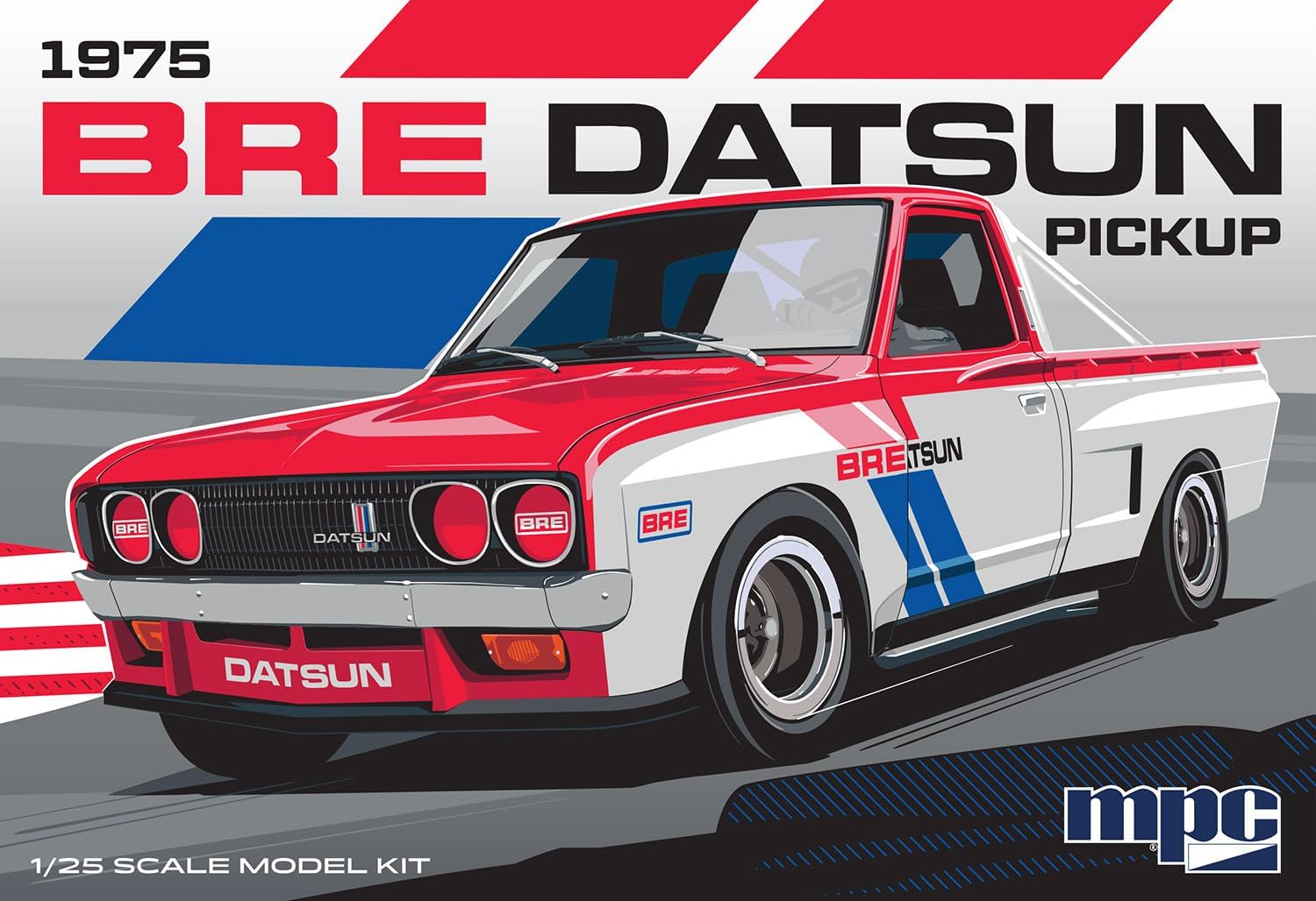 MPC 1975 Datsun Pickup BRE Model Kit – 1:25 Scale Plastic Truck Model, Wide-Body Racer or Stock Build, 129 Parts